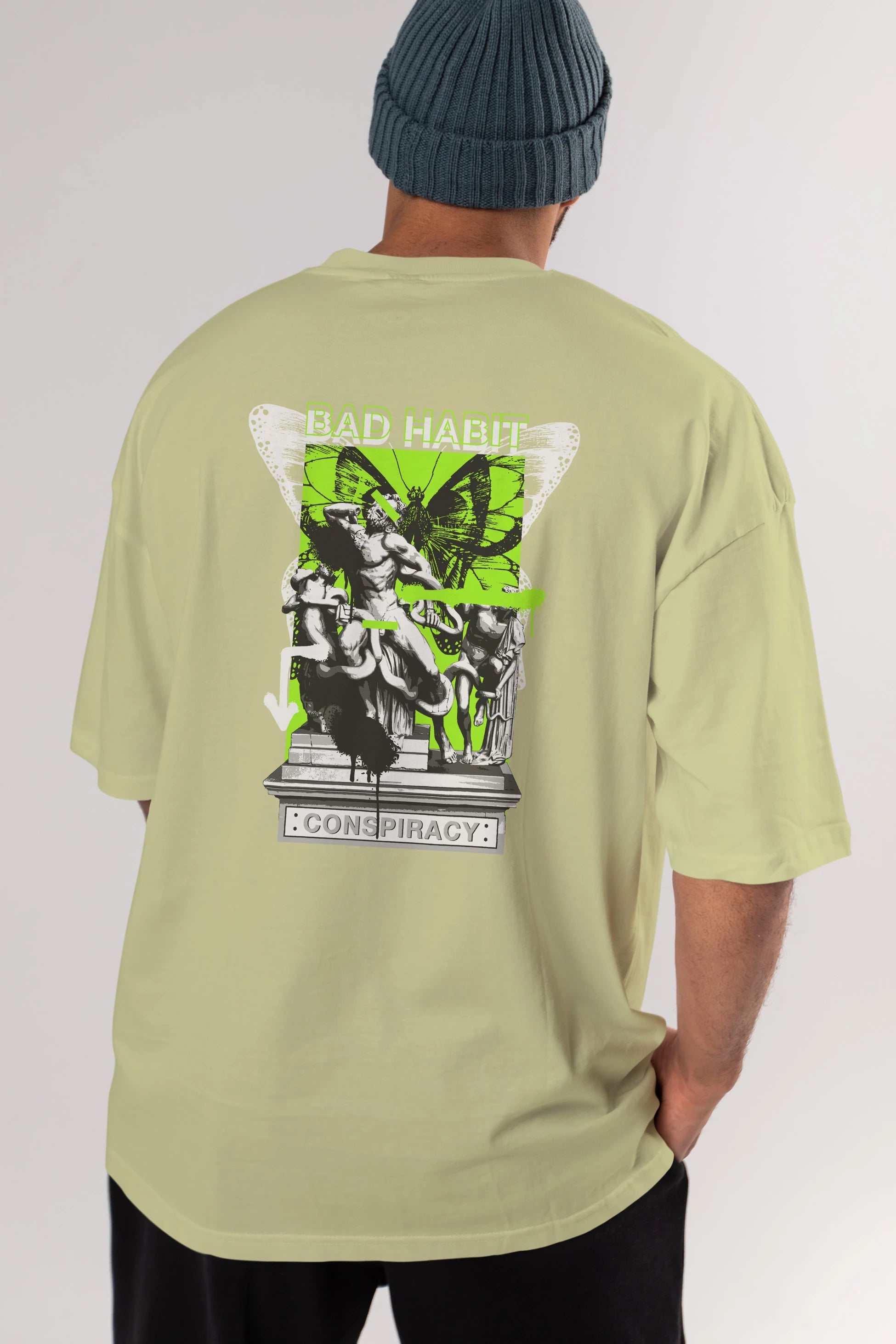 Bad Habit Arka Baskılı Oversize t-shirt Erkek Kadın Unisex