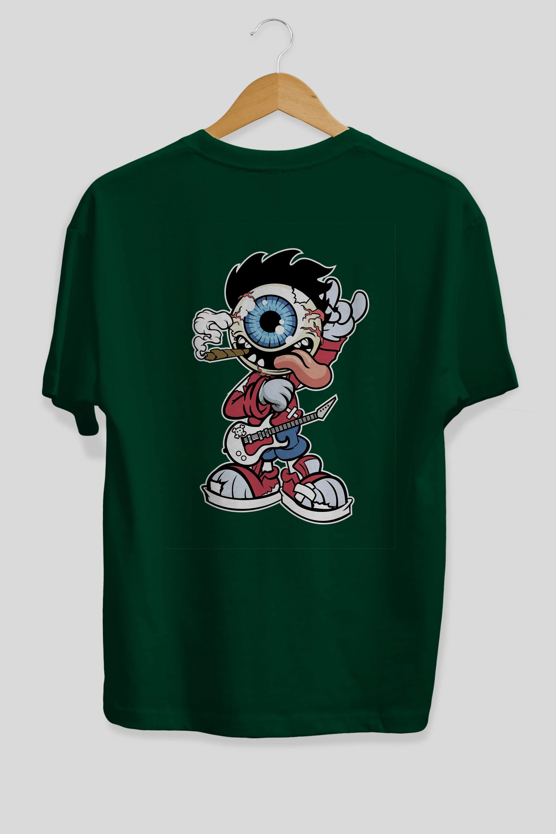 Eyeball Rockstar Arka Baskılı Oversize t-shirt Erkek Kadın Unisex %100 Pamuk tişort