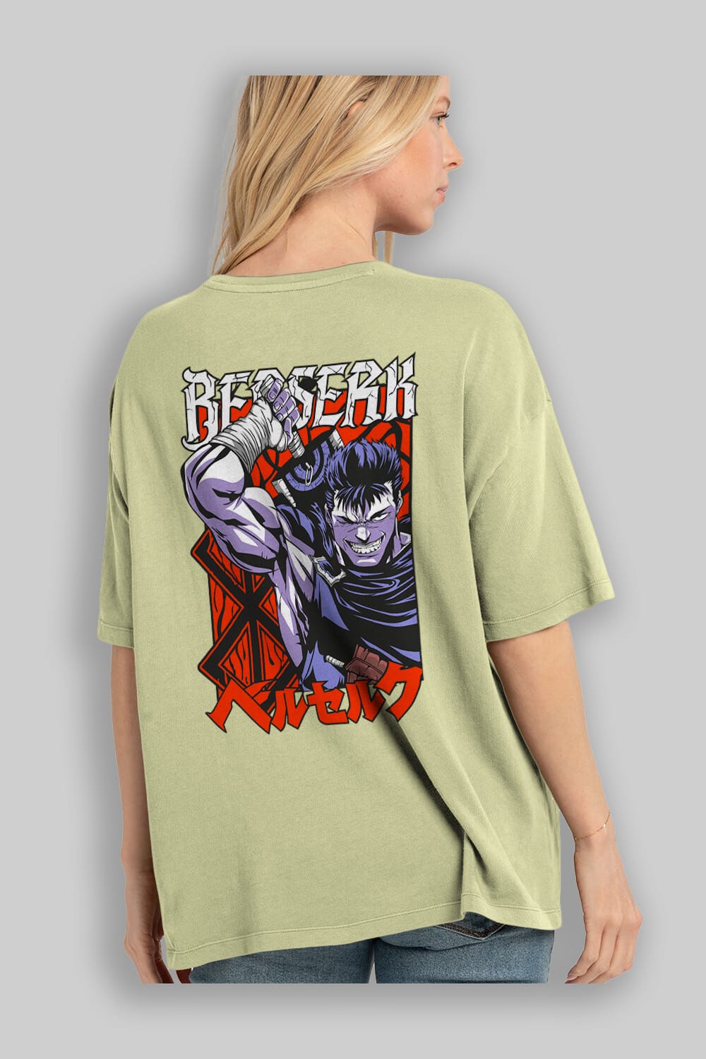 GUTS berserk Anime Arka Baskılı Oversize t-shirt Erkek Kadın Unisex