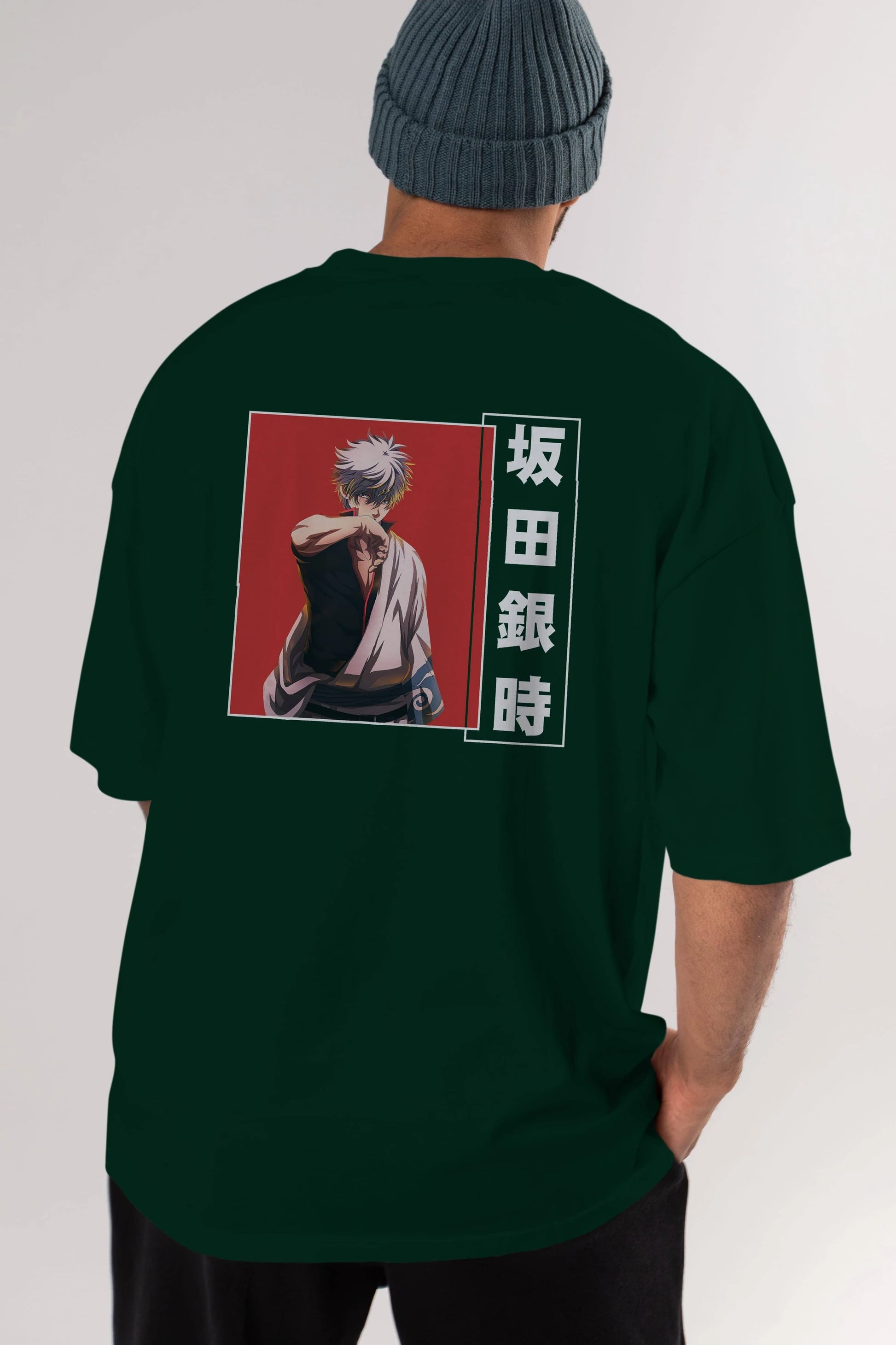 Gintoki Sakata GINTAMA 1 Anime Arka Baskılı Oversize t-shirt Erkek Kadın Unisex