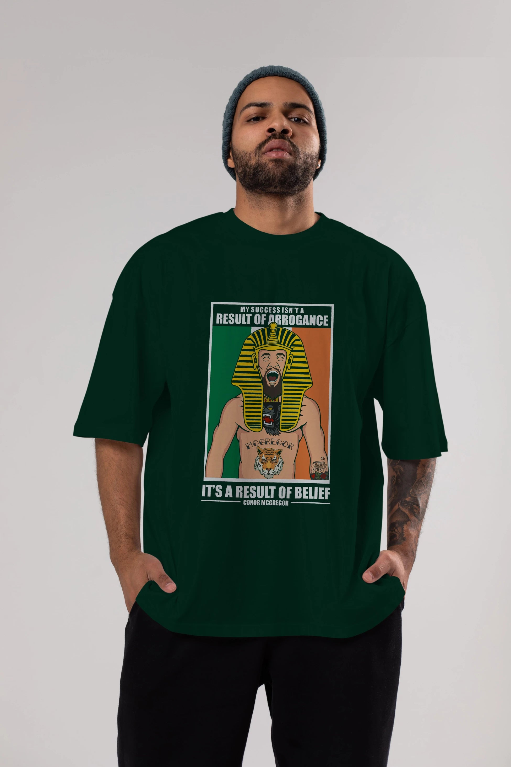 McGregor Pharaoh Ön Baskılı Oversize t-shirt Erkek Kadın Unisex %100 Pamuk tişort