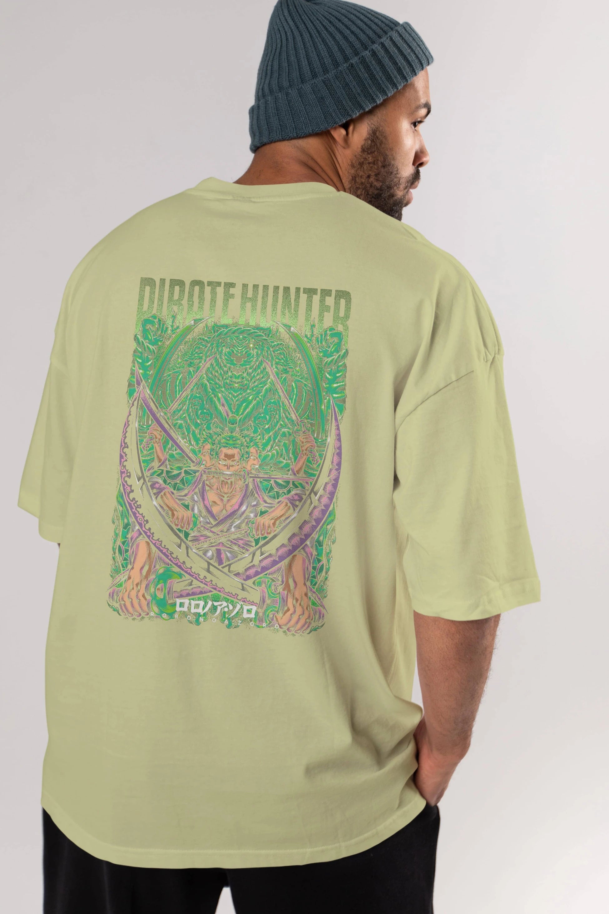RORONOA ZORO 3 Anime Arka Baskılı Oversize t-shirt Erkek Kadın Unisex