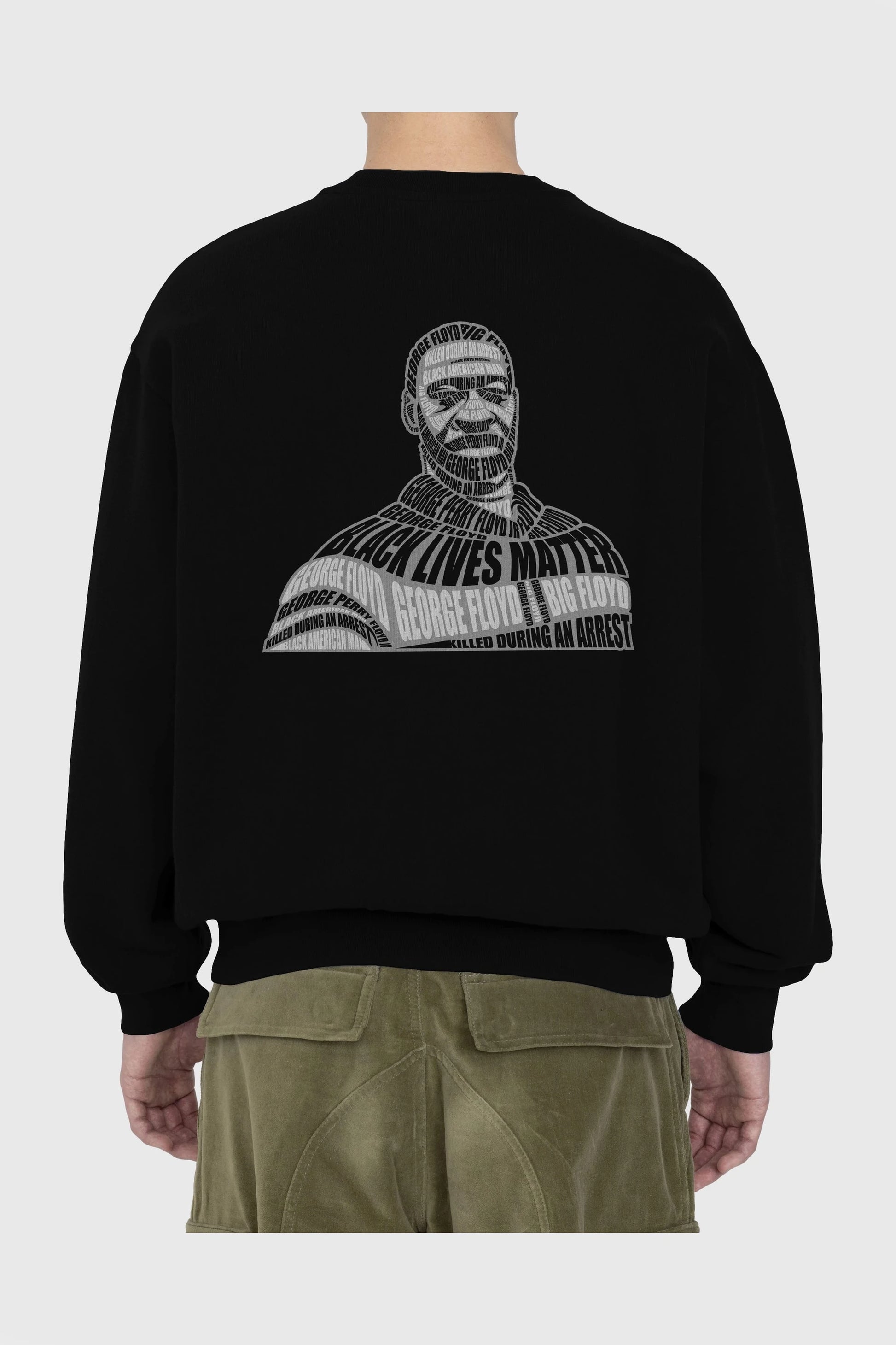 George Floyd Calligram Arka Baskılı Oversize Sweatshirt Erkek Kadın Unisex