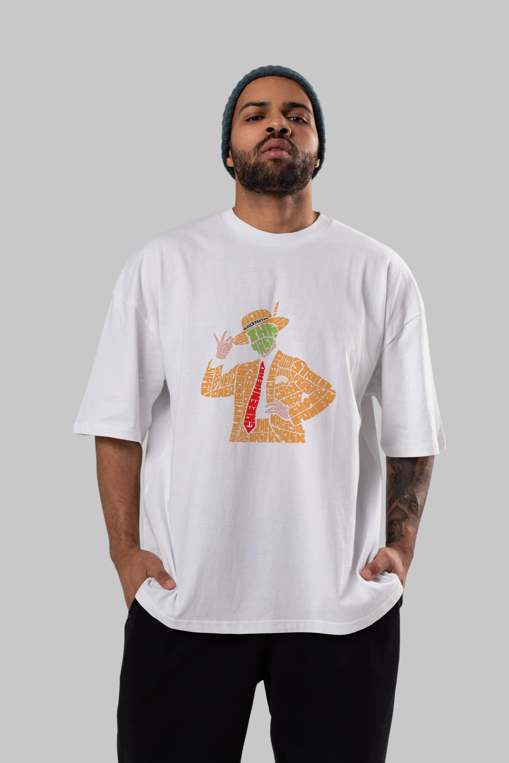 The Mask Ön Baskılı Oversize t-shirt %100 pamuk Erkek Kadın Unisex