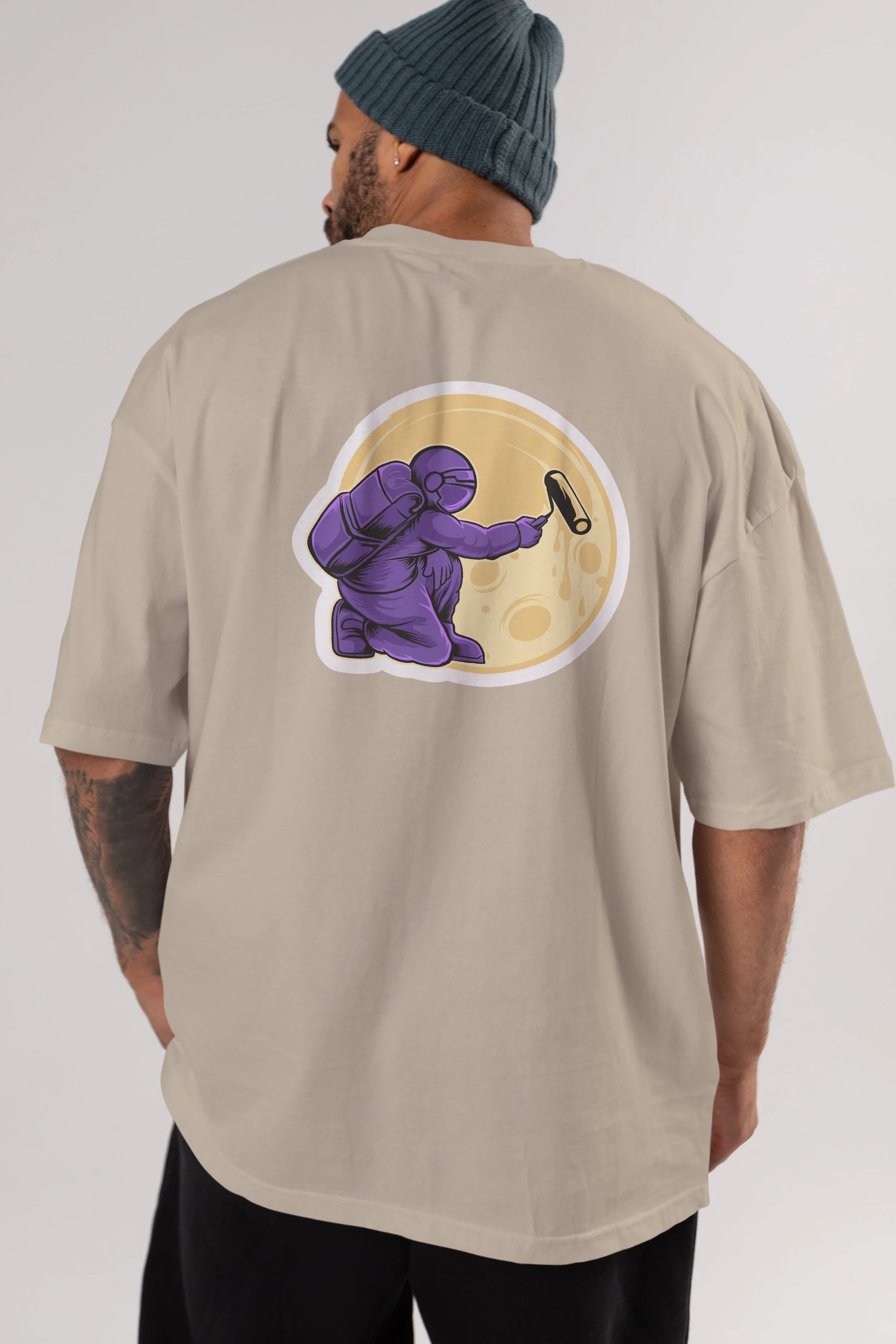 Astropaint Sticker Arka Baskılı Oversize t-shirt Erkek Kadın Unisex