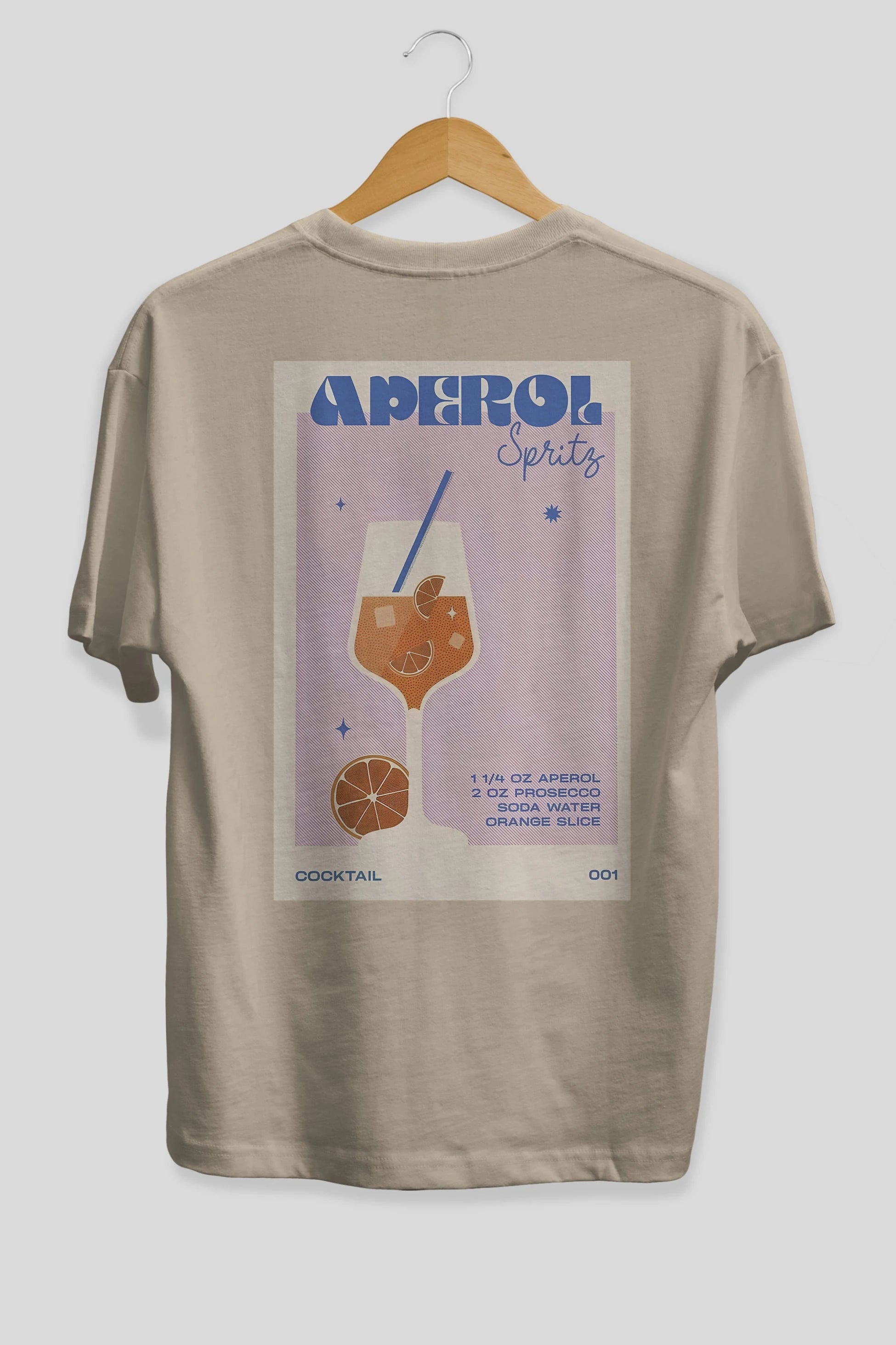 Aperol Spritz Arka Baskılı Oversize t-shirt Erkek Kadın Unisex %100 Pamuk Bisiklet Yaka tişort