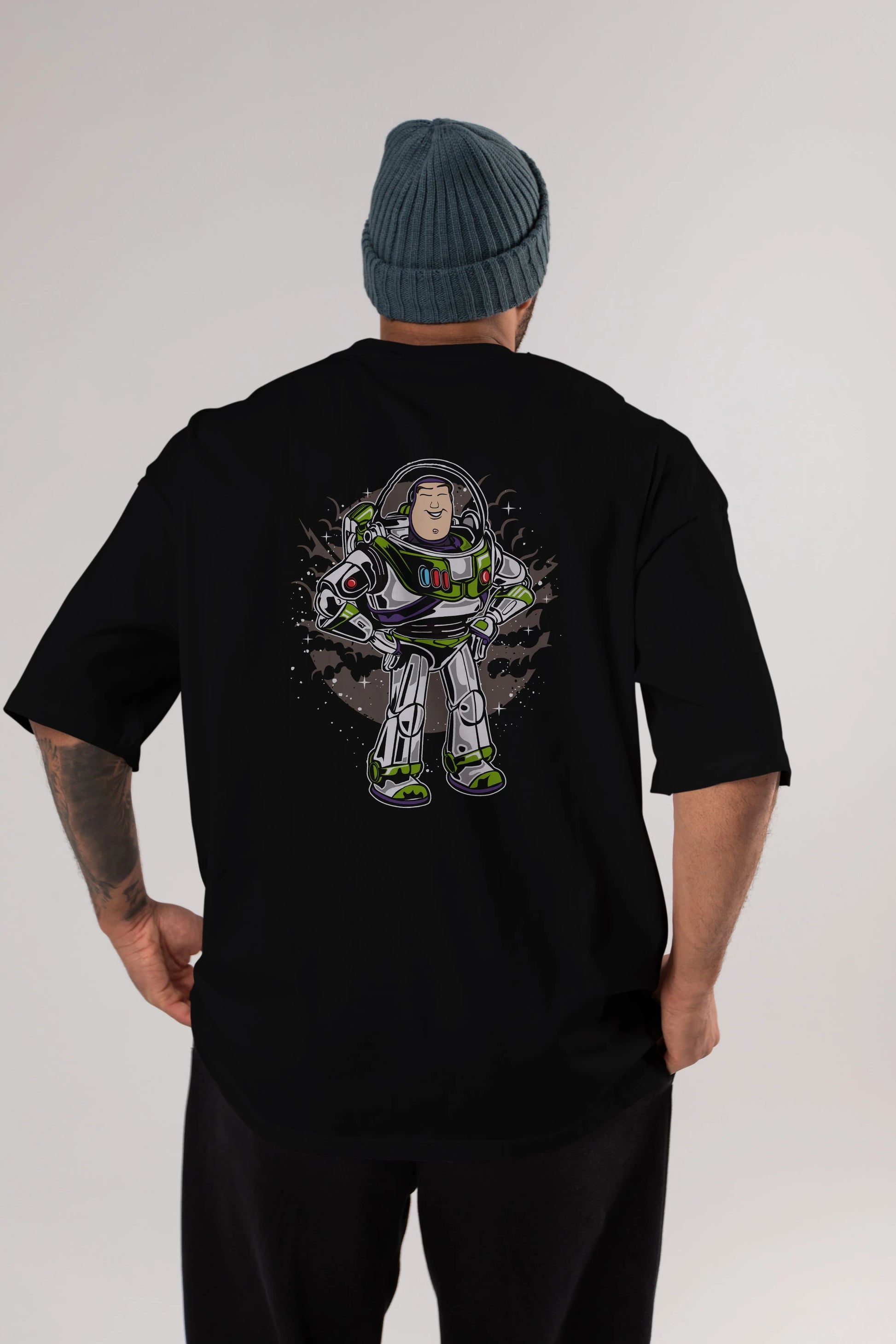 Buzz Arka Baskılı Oversize t-shirt Erkek Kadın Unisex %100 Pamuk