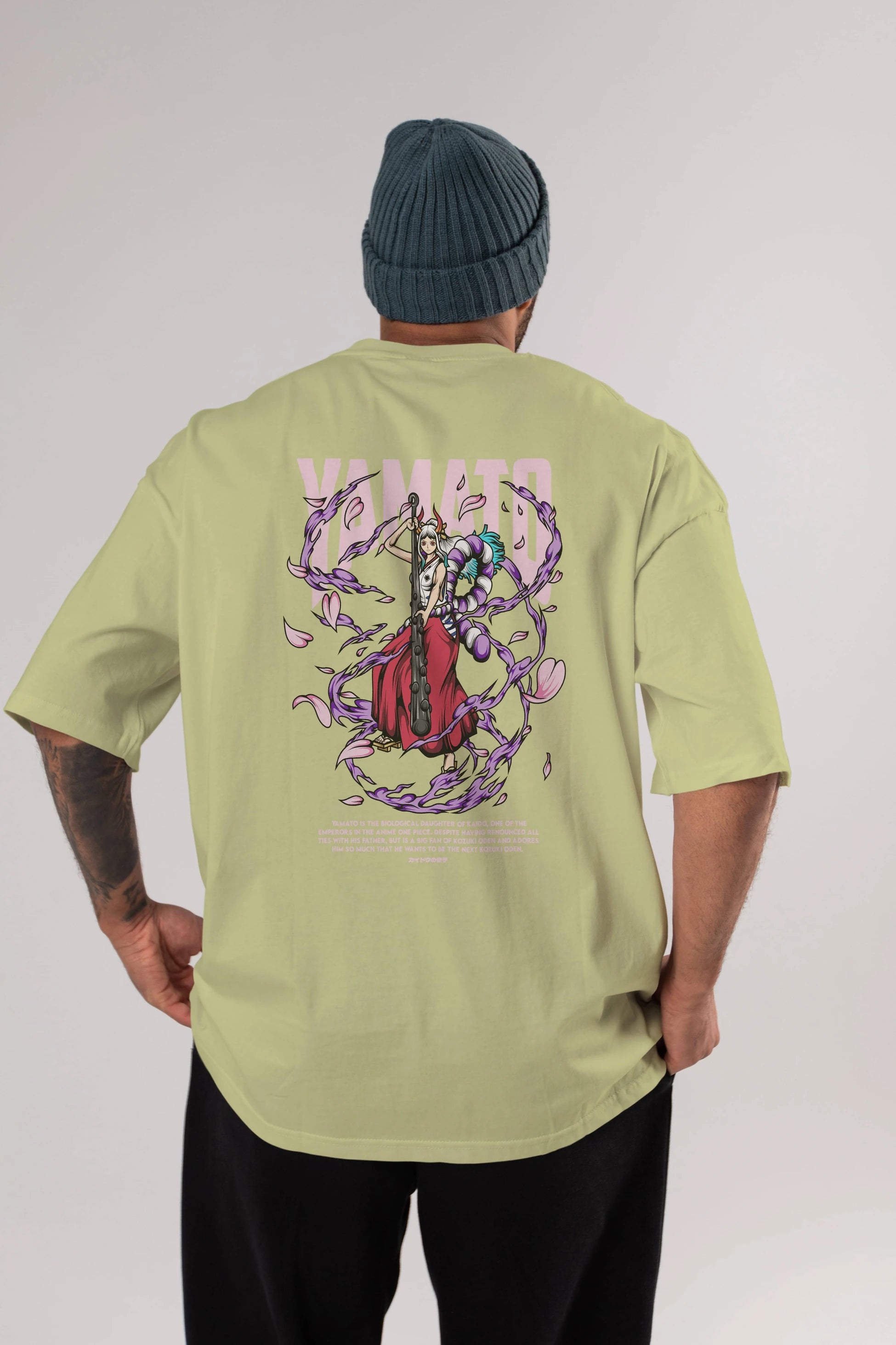 Yamato Anime Arka Baskılı Oversize t-shirt Erkek Kadın Unisex
