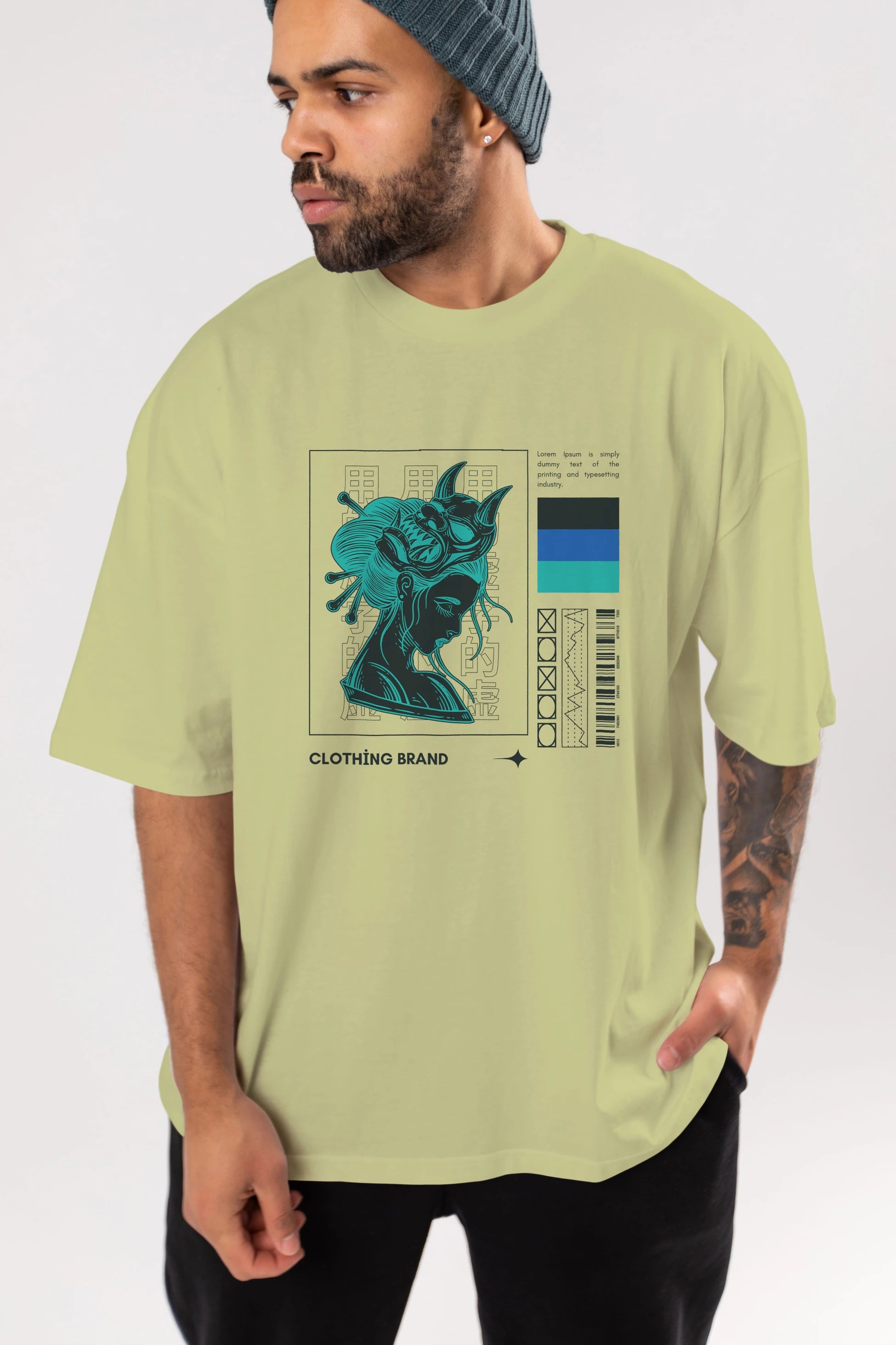 Hipster Japanese Style 2 Ön Baskılı Oversize t-shirt Erkek Kadın Unisex