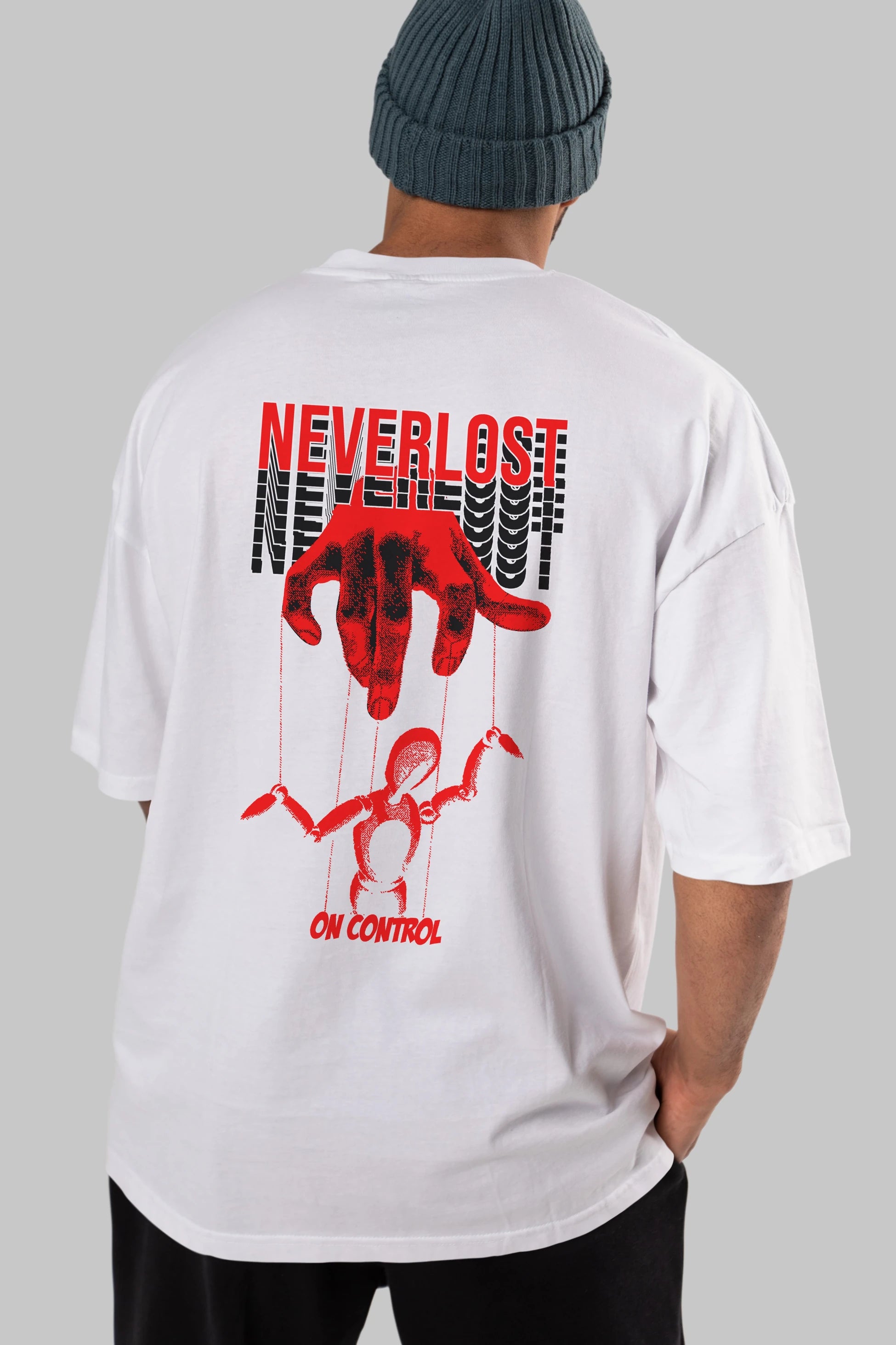 Neverlost on Control Arka Baskılı Oversize t-shirt Erkek Kadın Unisex