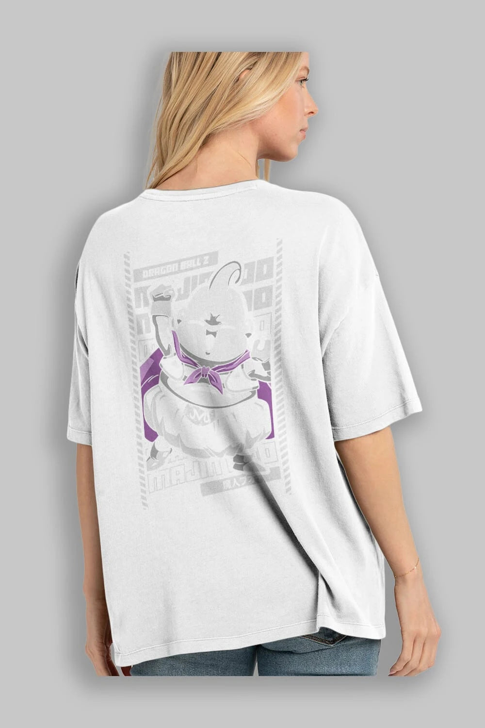 MAJIN BOO2 Anime Arka Baskılı Oversize t-shirt Erkek Kadın Unisex