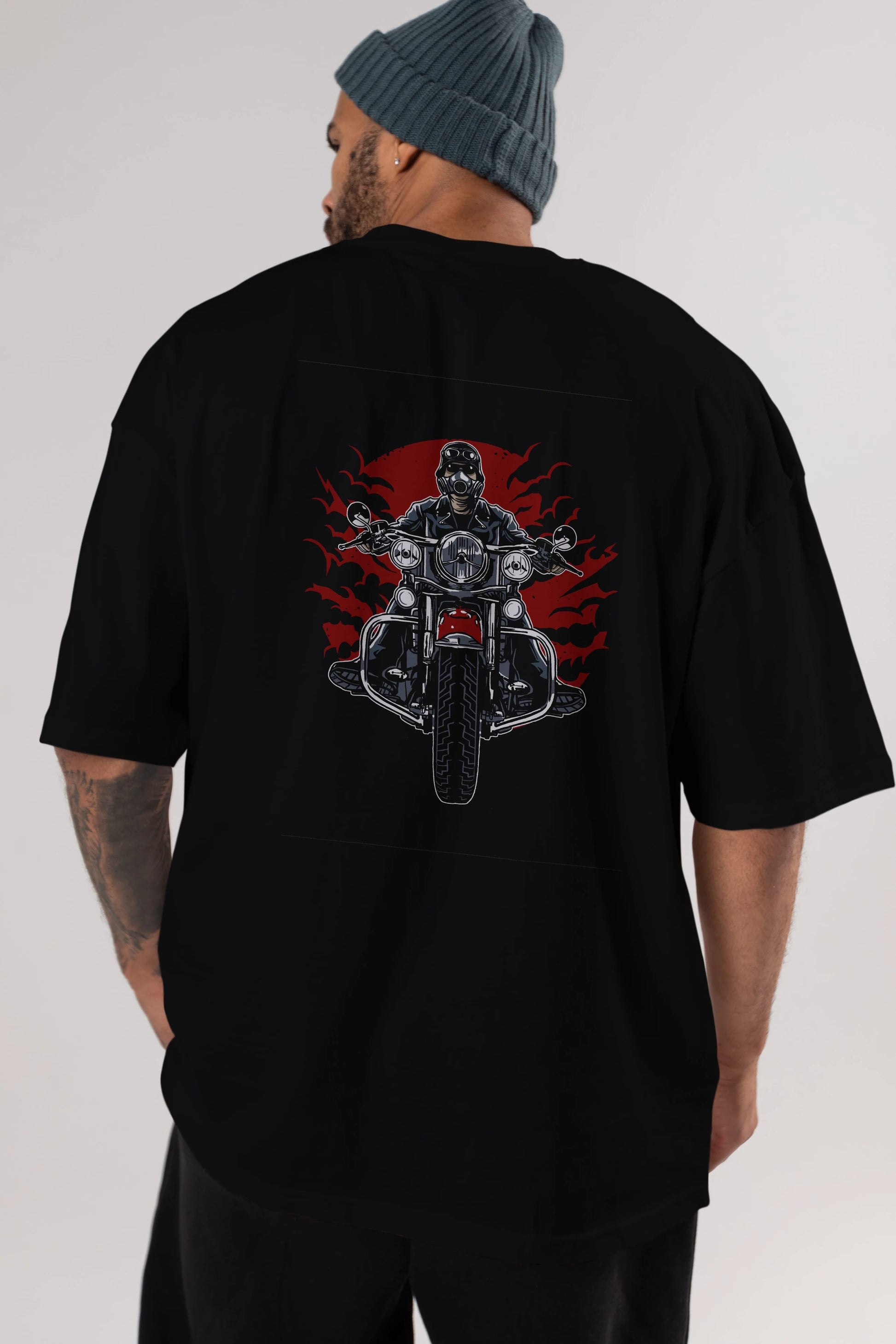 Wild Biker Arka Baskılı Oversize t-shirt Erkek Kadın Unisex %100 Pamuk
