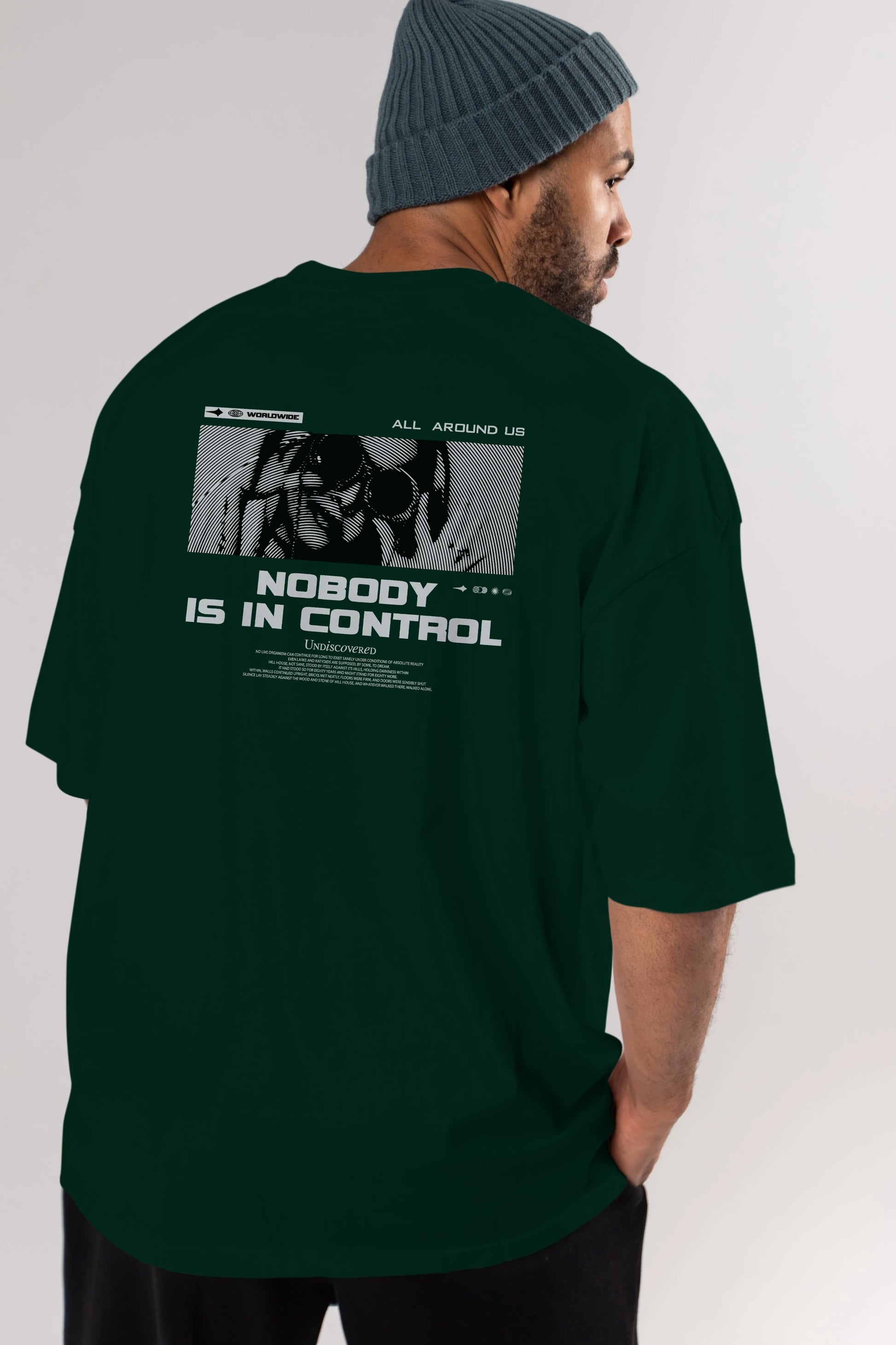 Nobody is in Control Arka Baskılı Oversize t-shirt Erkek Kadın Unisex