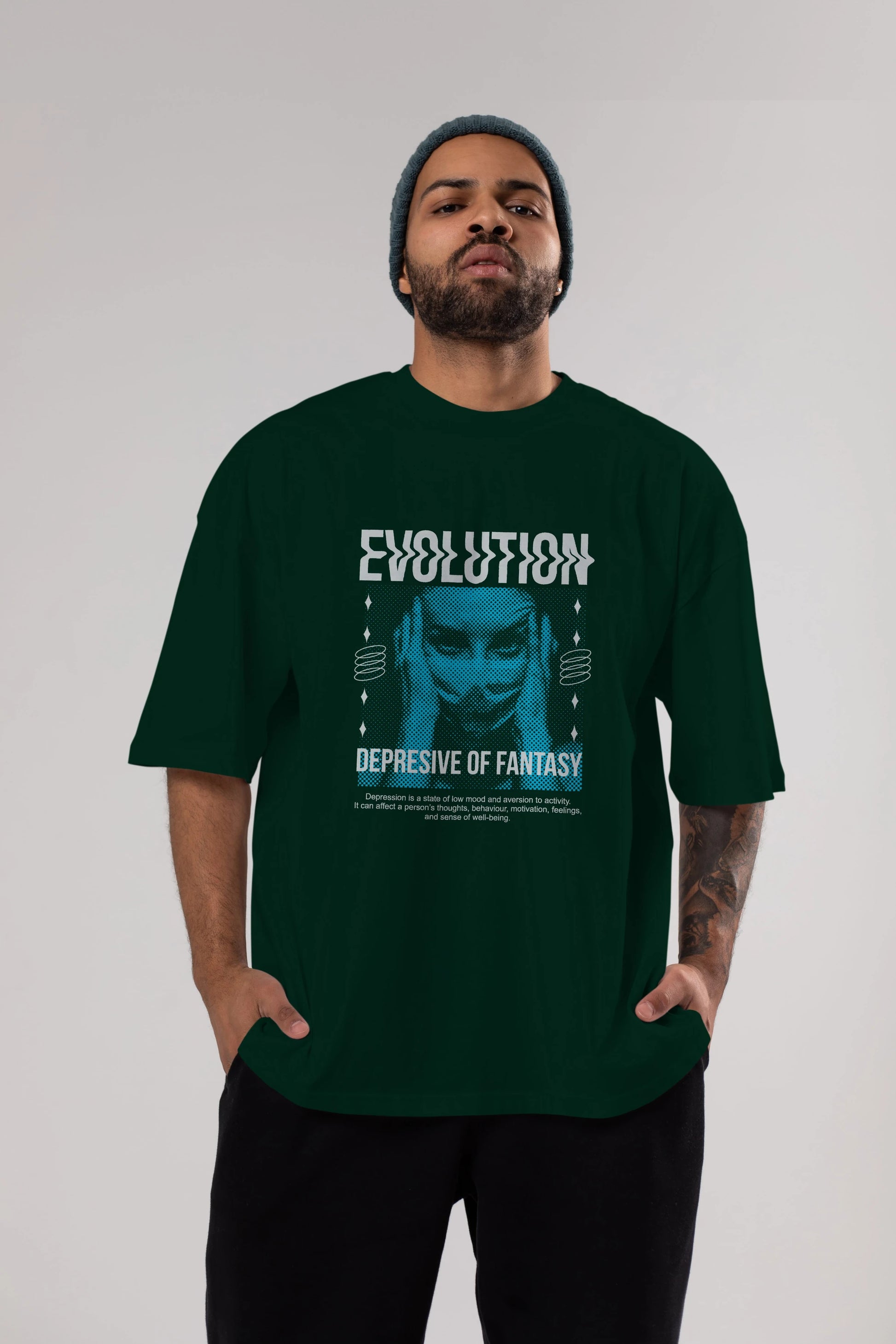 Evolution Ön Baskılı Oversize t-shirt Erkek Kadın Unisex