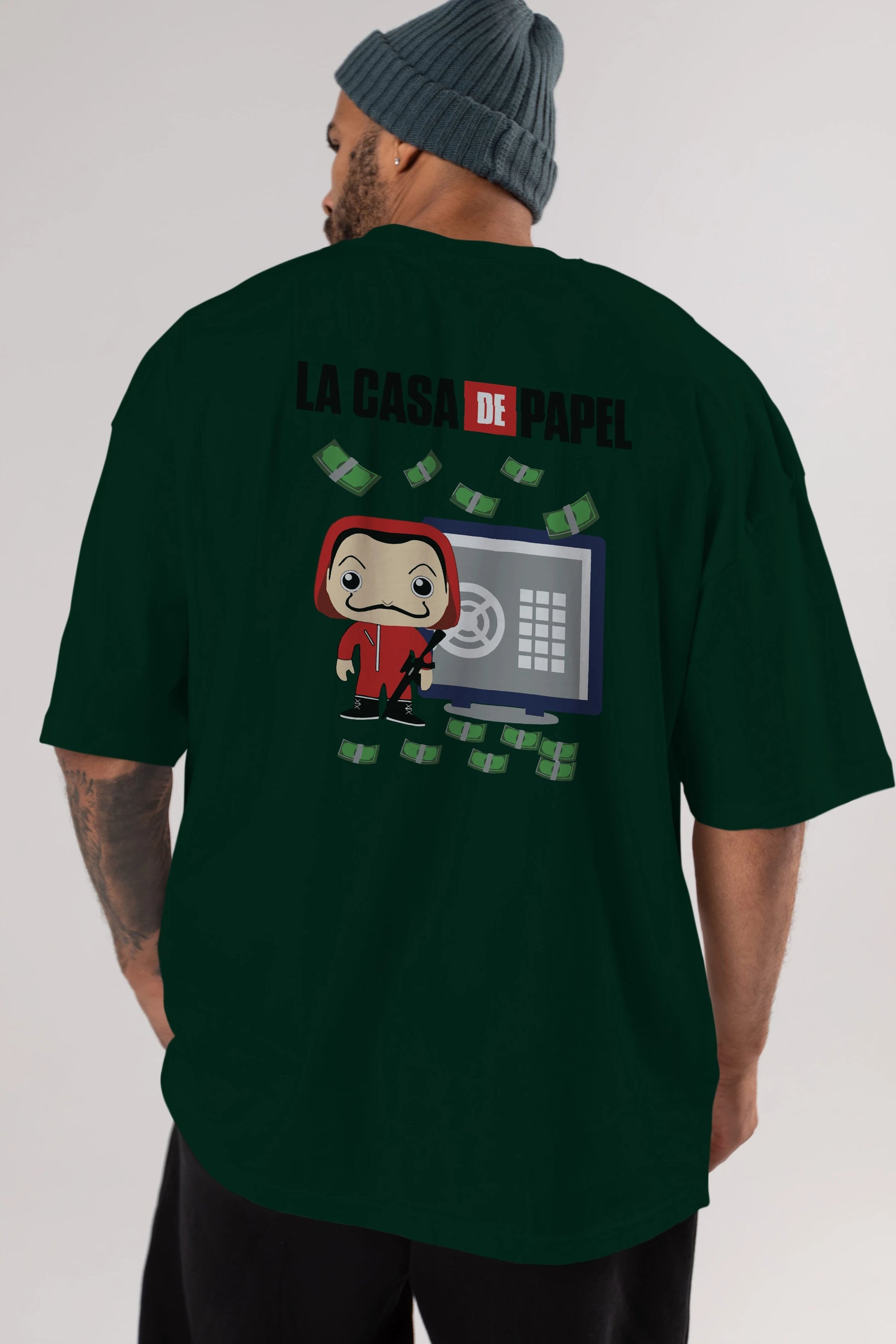 La Casa De Papel (4) Arka Baskılı Oversize t-shirt Erkek Kadın Unisex %100 Pamuk Bisiklet Yaka tişort