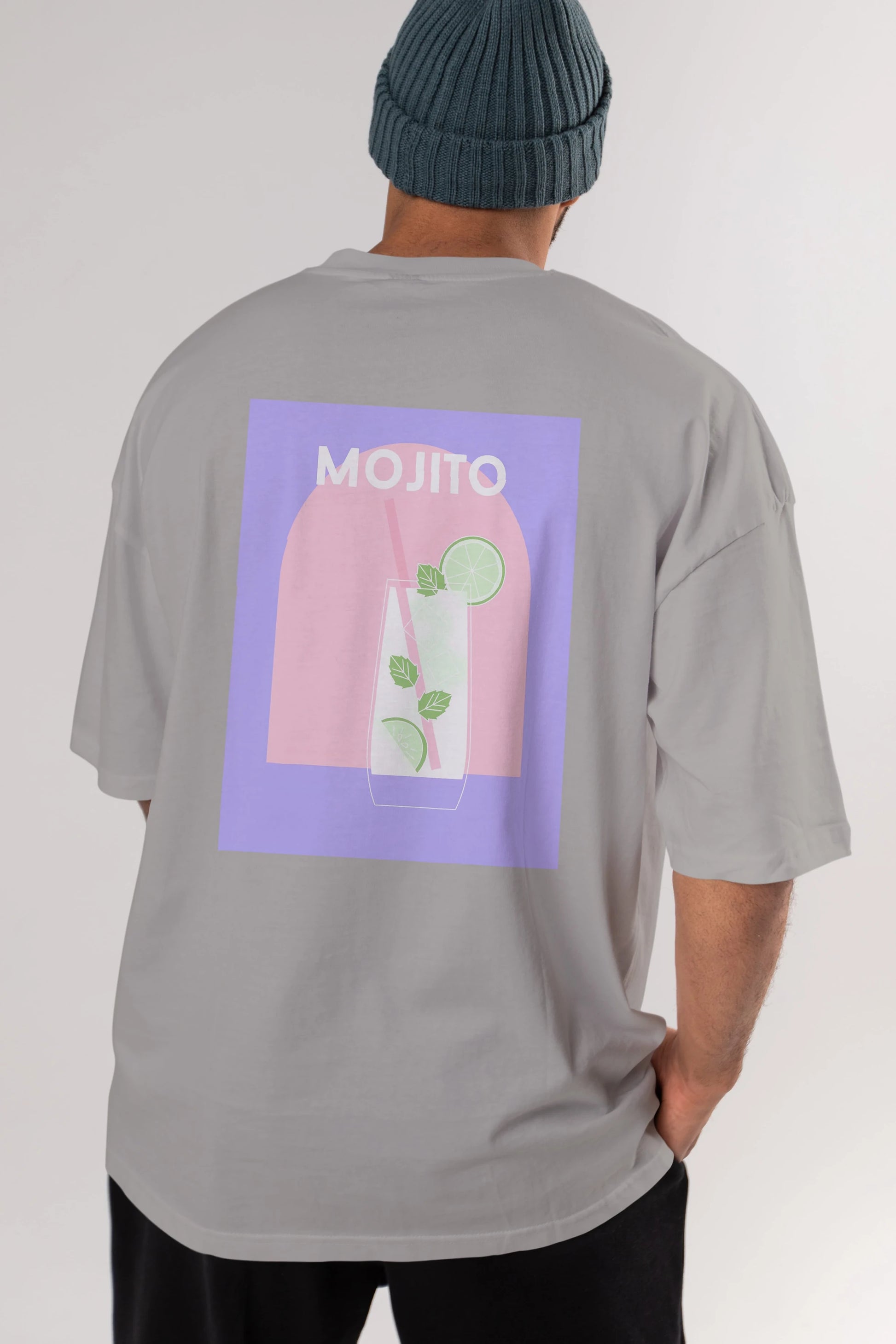 Mojito 2 Arka Baskılı Oversize t-shirt Erkek Kadın Unisex %100 Pamuk Bisiklet Yaka tişort