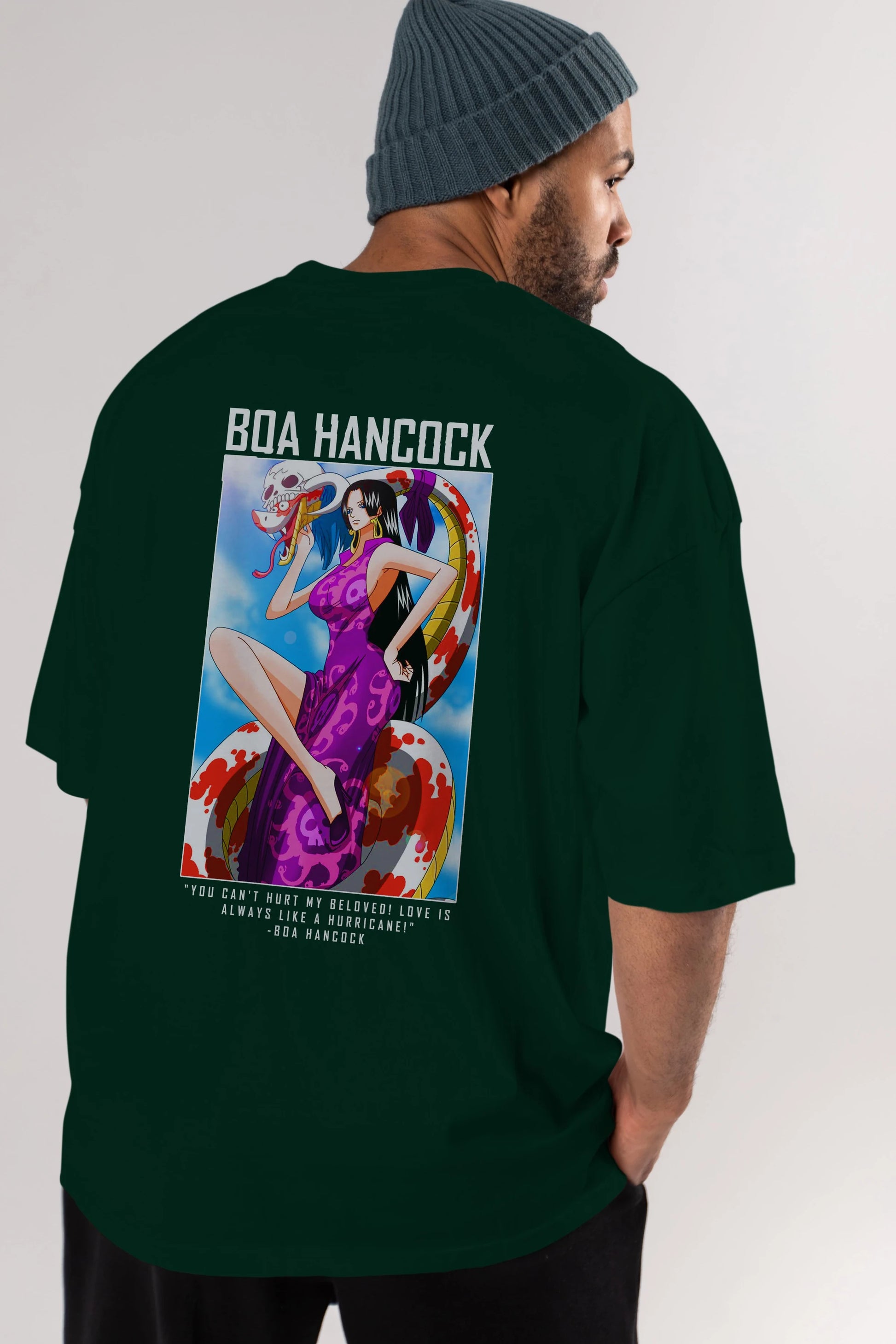 Boa Hancock Anime Arka Baskılı Oversize t-shirt Erkek Kadın Unisex %100 pamuk tişort