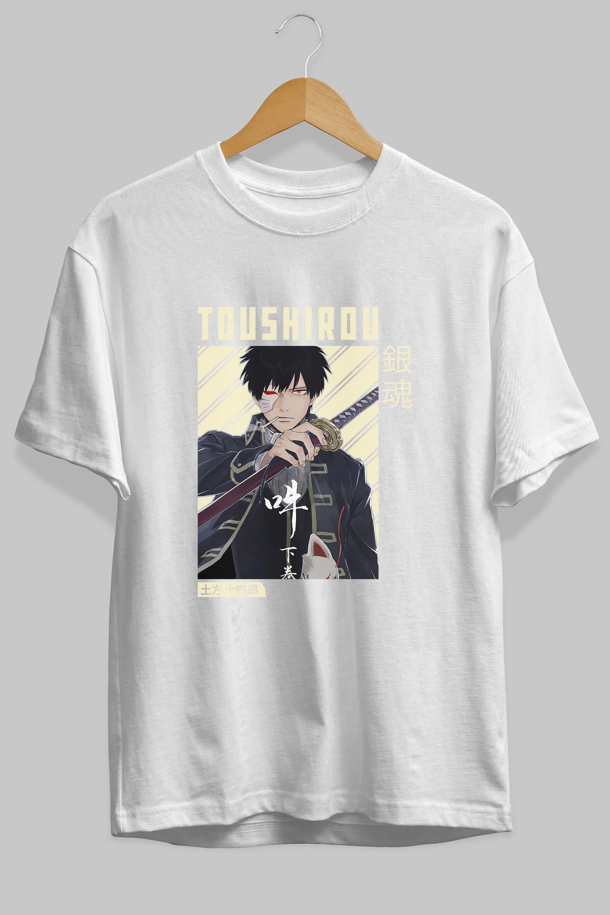 Toushirou Hijikata Anime Ön Baskılı Oversize t-shirt %100 pamuk Erkek Kadın Unisex