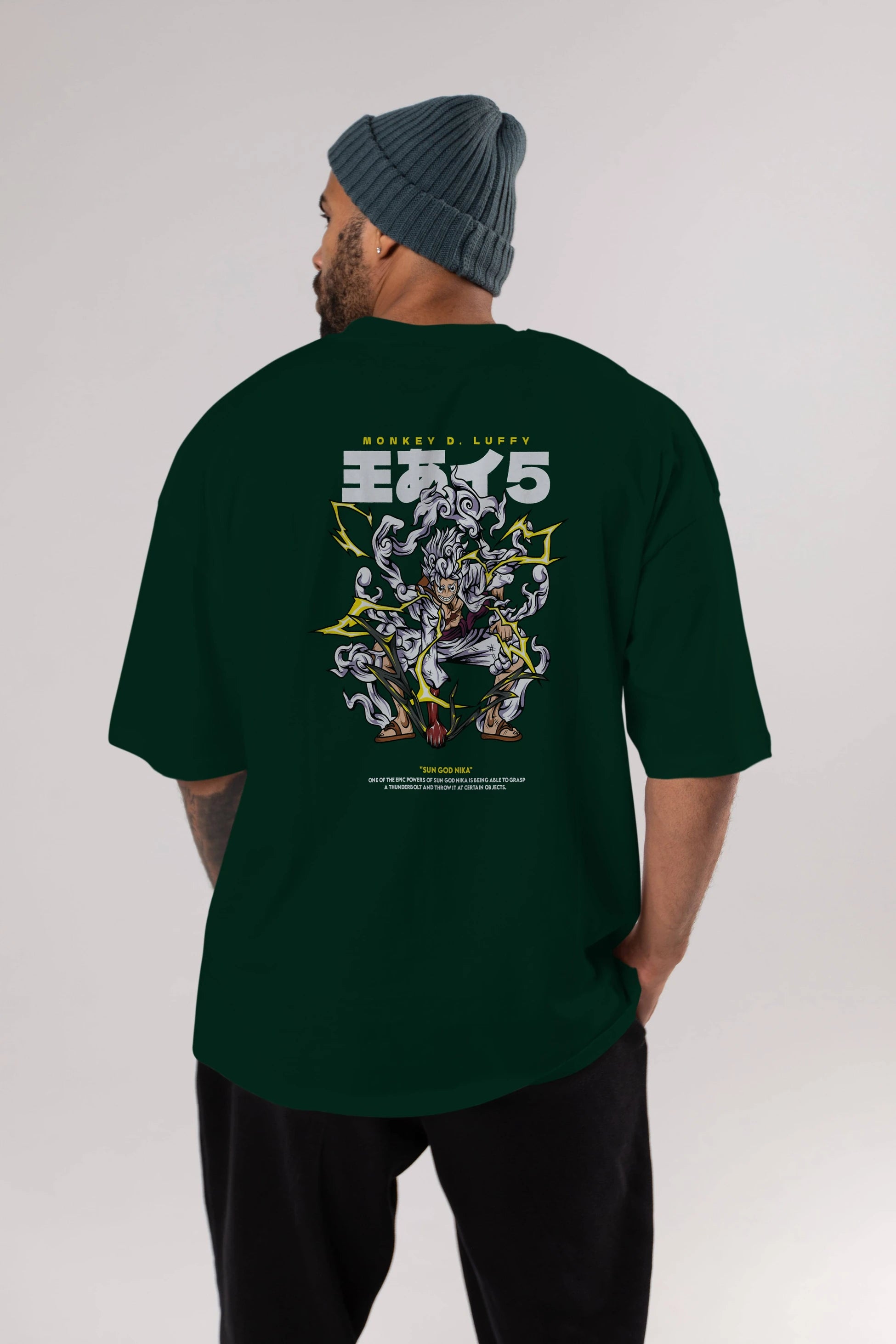 Monkey D. Luffy Anime Arka Baskılı Oversize t-shirt Erkek Kadın Unisex