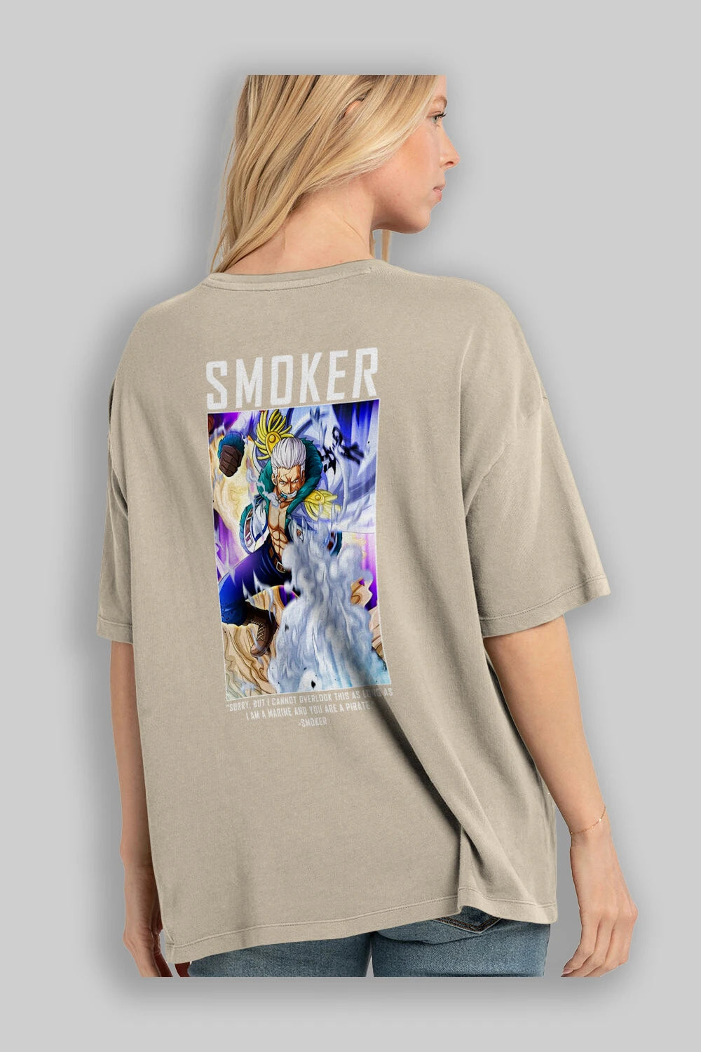 Smoker Anime Arka Baskılı Oversize t-shirt Erkek Kadın Unisex %100 pamuk tişort
