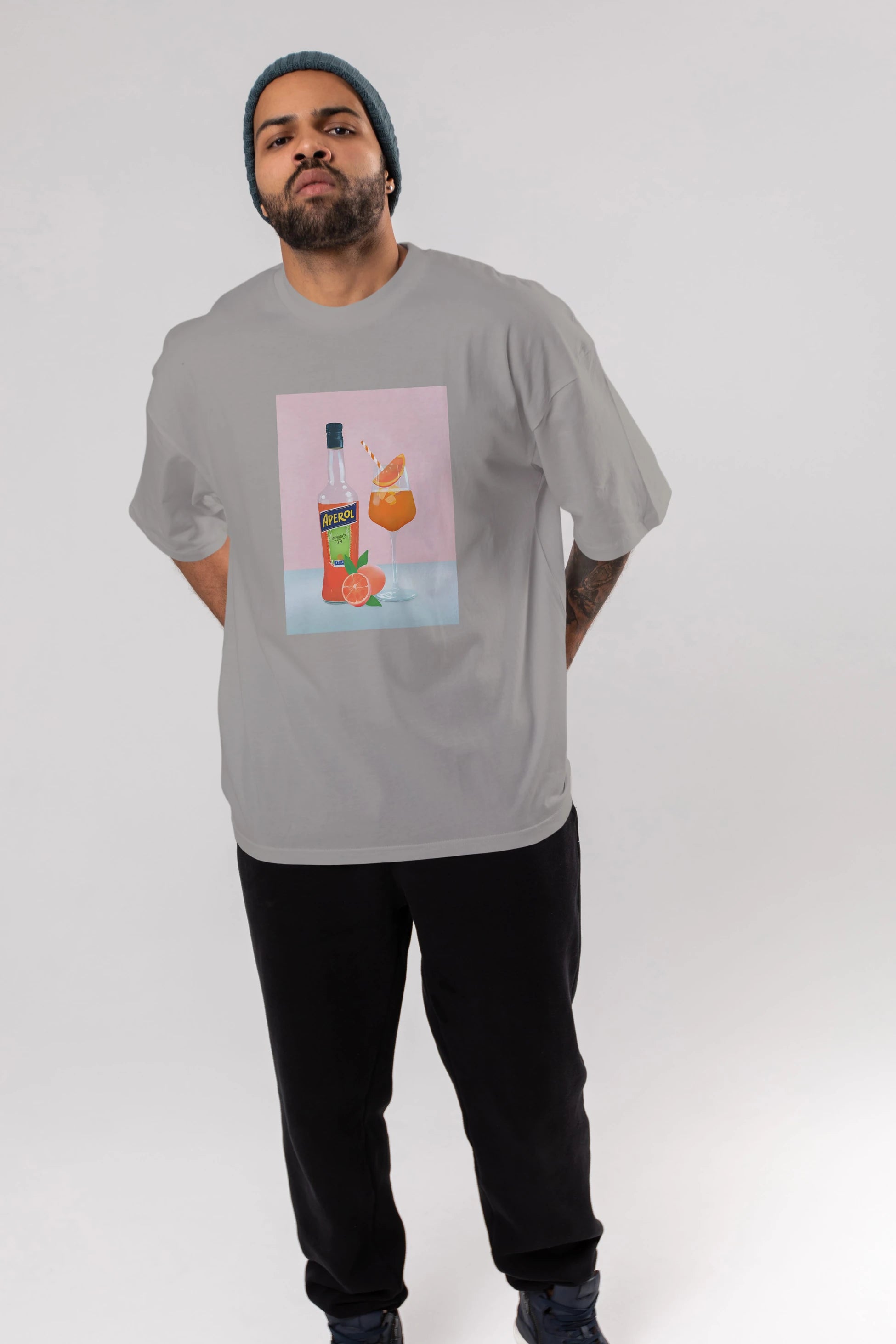 Aperol Spritz 3 Ön Baskılı Oversize t-shirt Erkek Kadın Unisex %100 Pamuk Bisiklet Yaka tişort