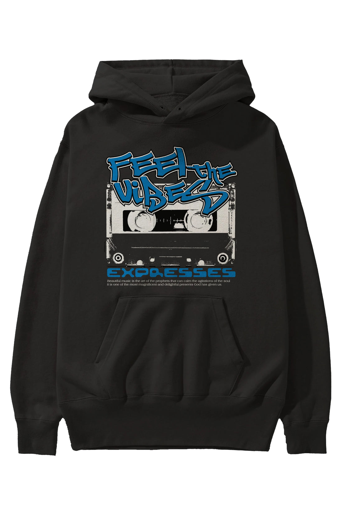 Feel The Vibes Ön Baskılı Hoodie Oversize Kapüşonlu Sweatshirt Erkek Kadın Unisex