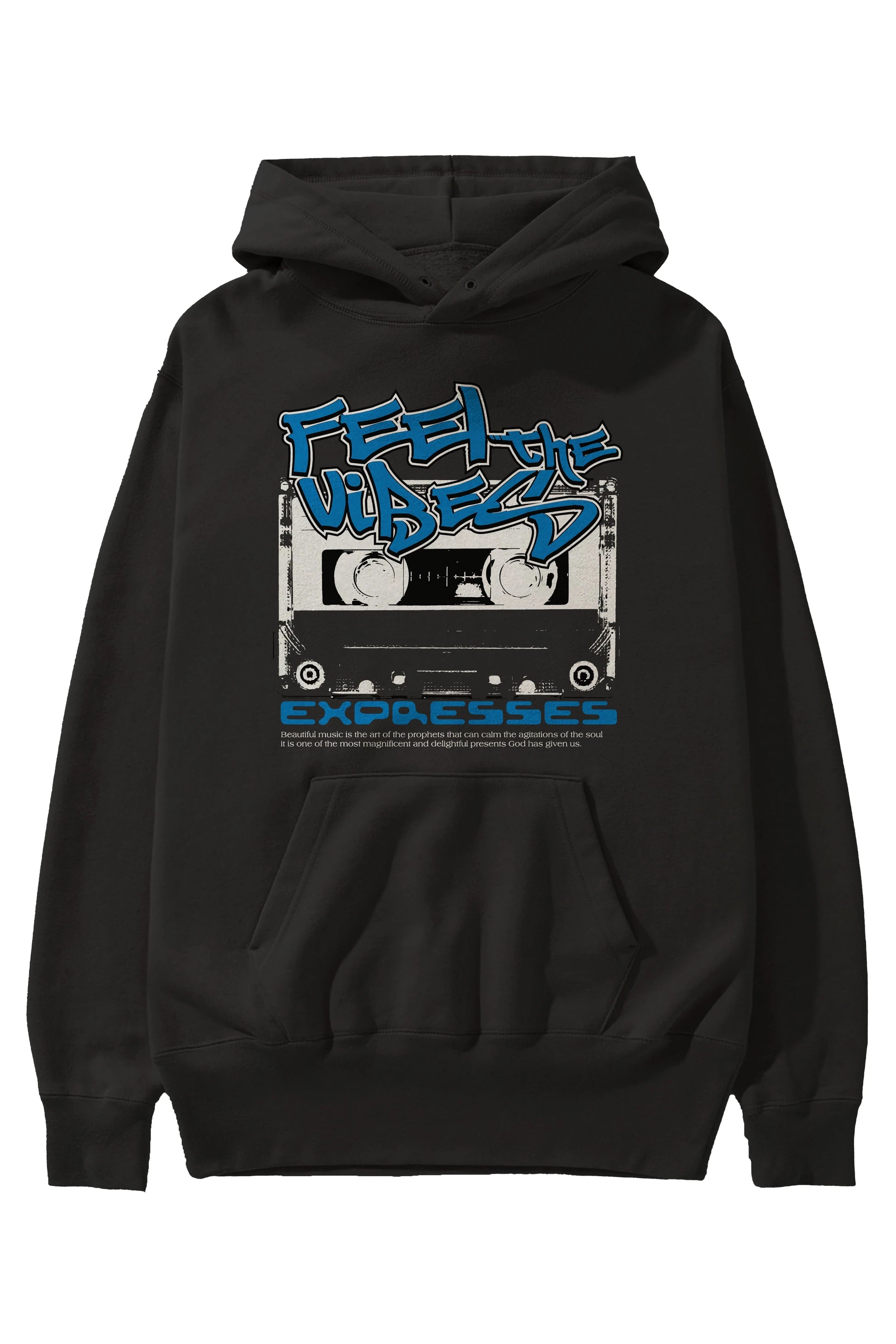 Feel The Vibes Ön Baskılı Hoodie Oversize Kapüşonlu Sweatshirt Erkek Kadın Unisex