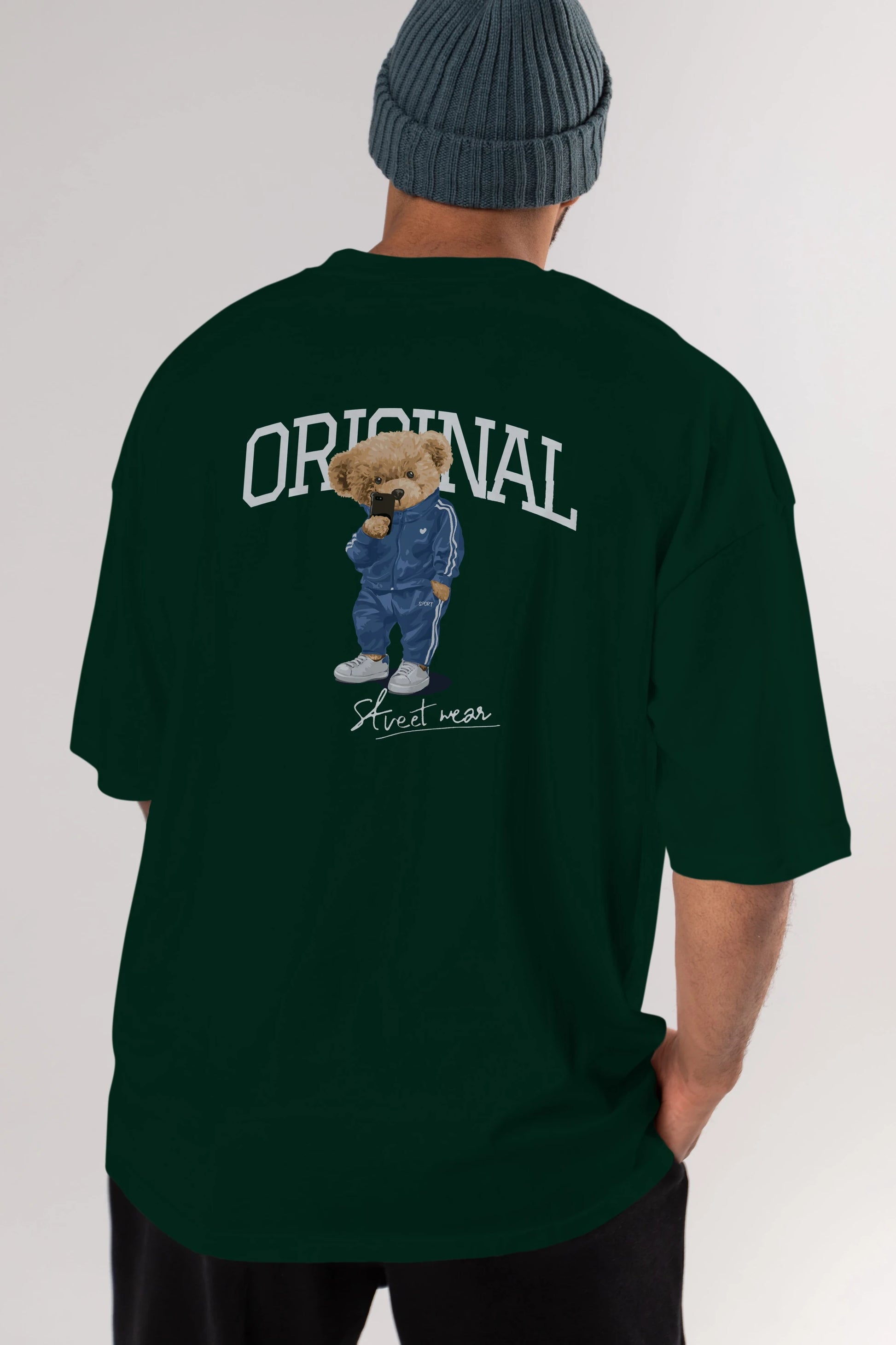 Teddy Bear Original Arka Baskılı Oversize t-shirt Erkek Kadın Unisex %100 Pamuk
