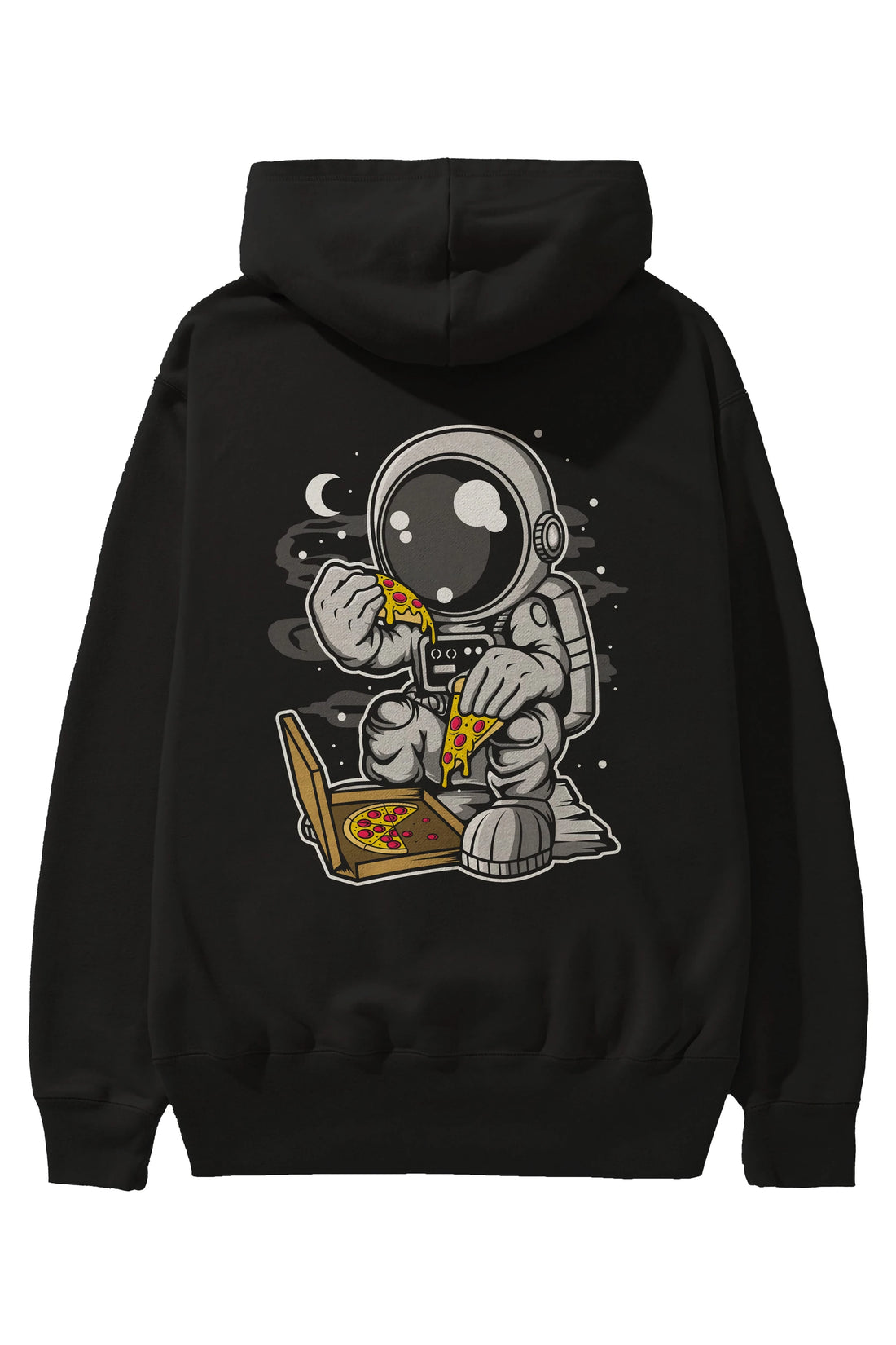Astronaut Pizza Arka Baskılı Hoodie Oversize Kapüşonlu Sweatshirt Erkek Kadın Unisex