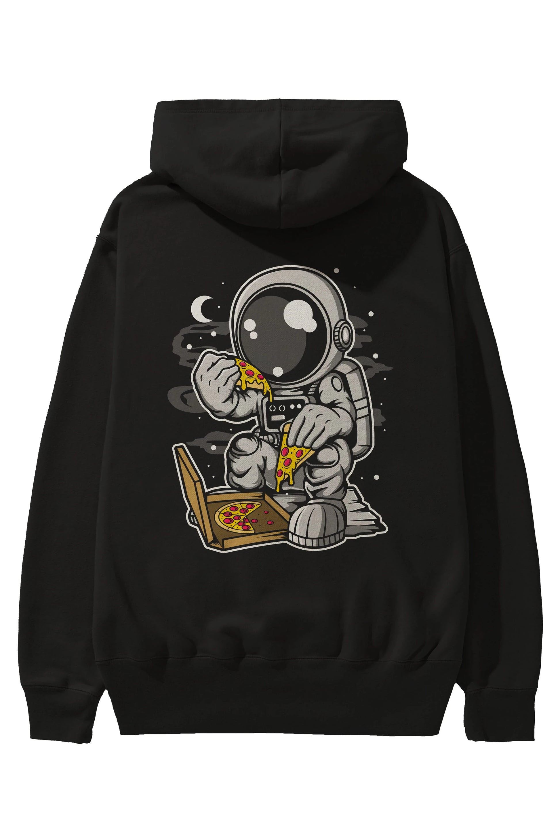 Astronaut Pizza Arka Baskılı Hoodie Oversize Kapüşonlu Sweatshirt Erkek Kadın Unisex