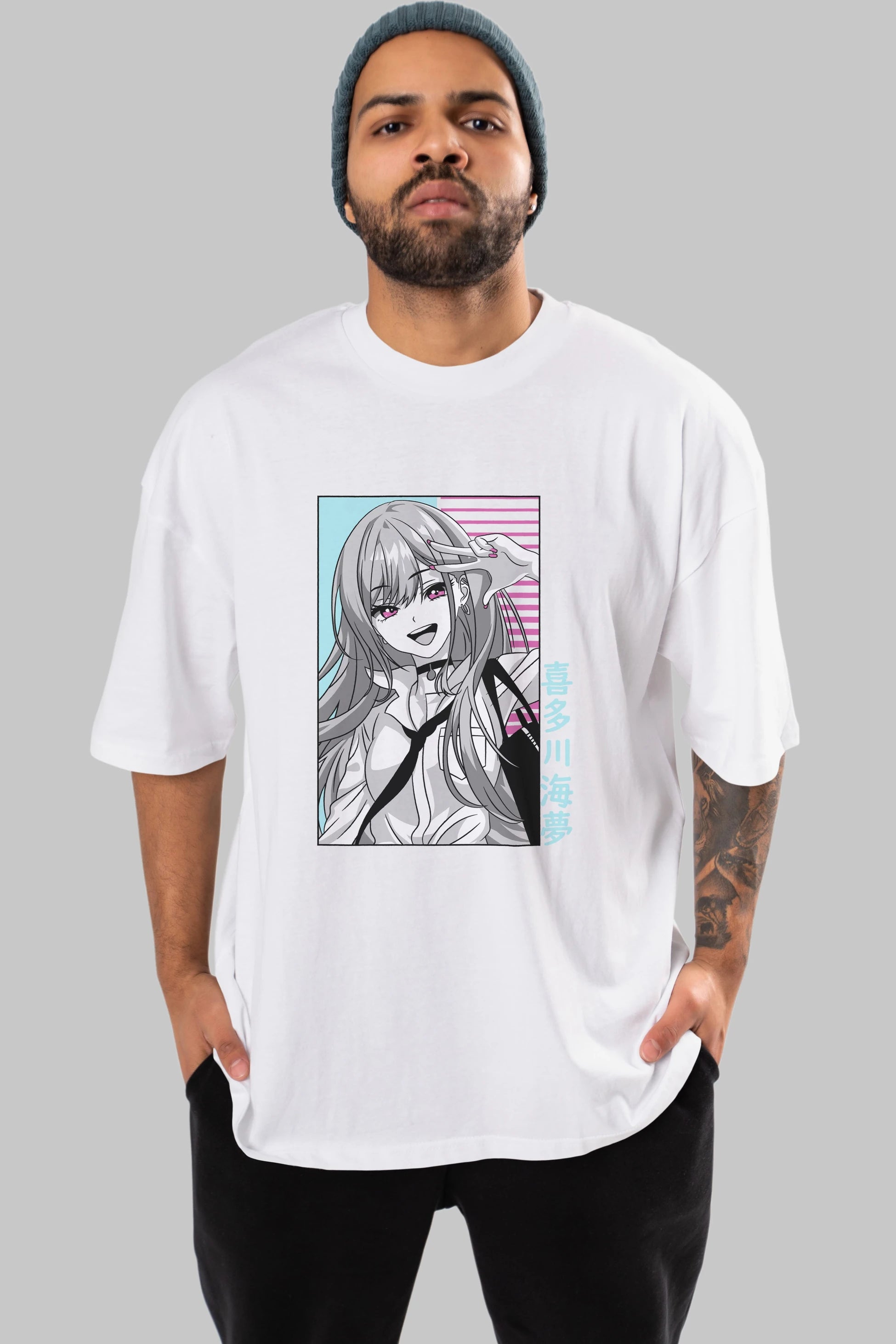 Marin Kitagawa 1 Anime Ön Baskılı Oversize t-shirt %100 pamuk Erkek Kadın Unisex