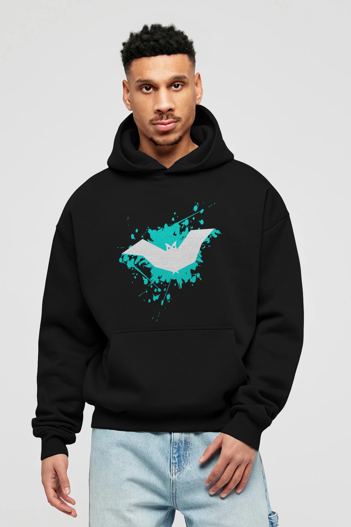 Halloween Ön Baskılı Oversize Hoodie Kapüşonlu Sweatshirt Erkek Kadın Unisex
