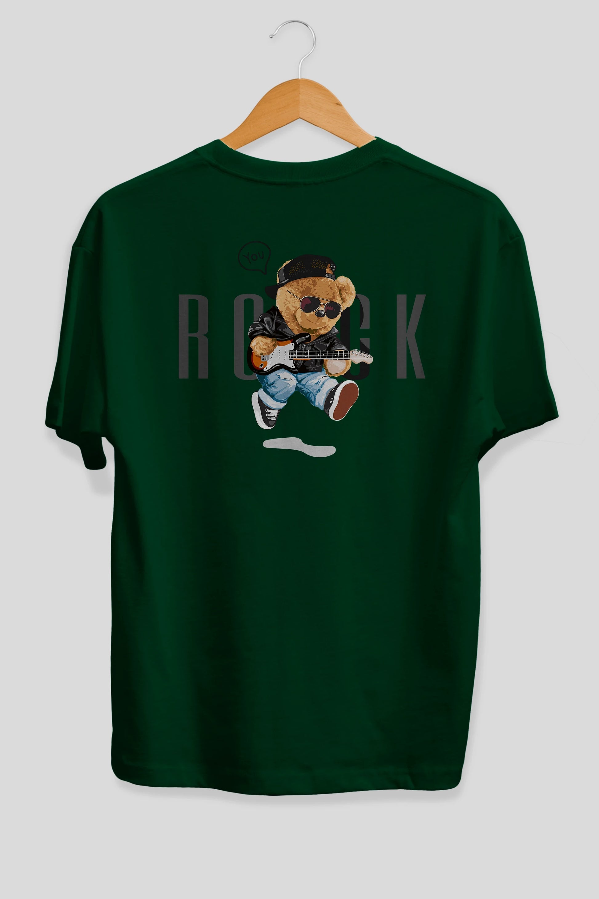 Teddy Bear Rock Arka Baskılı Oversize t-shirt Erkek Kadın Unisex %100 Pamuk