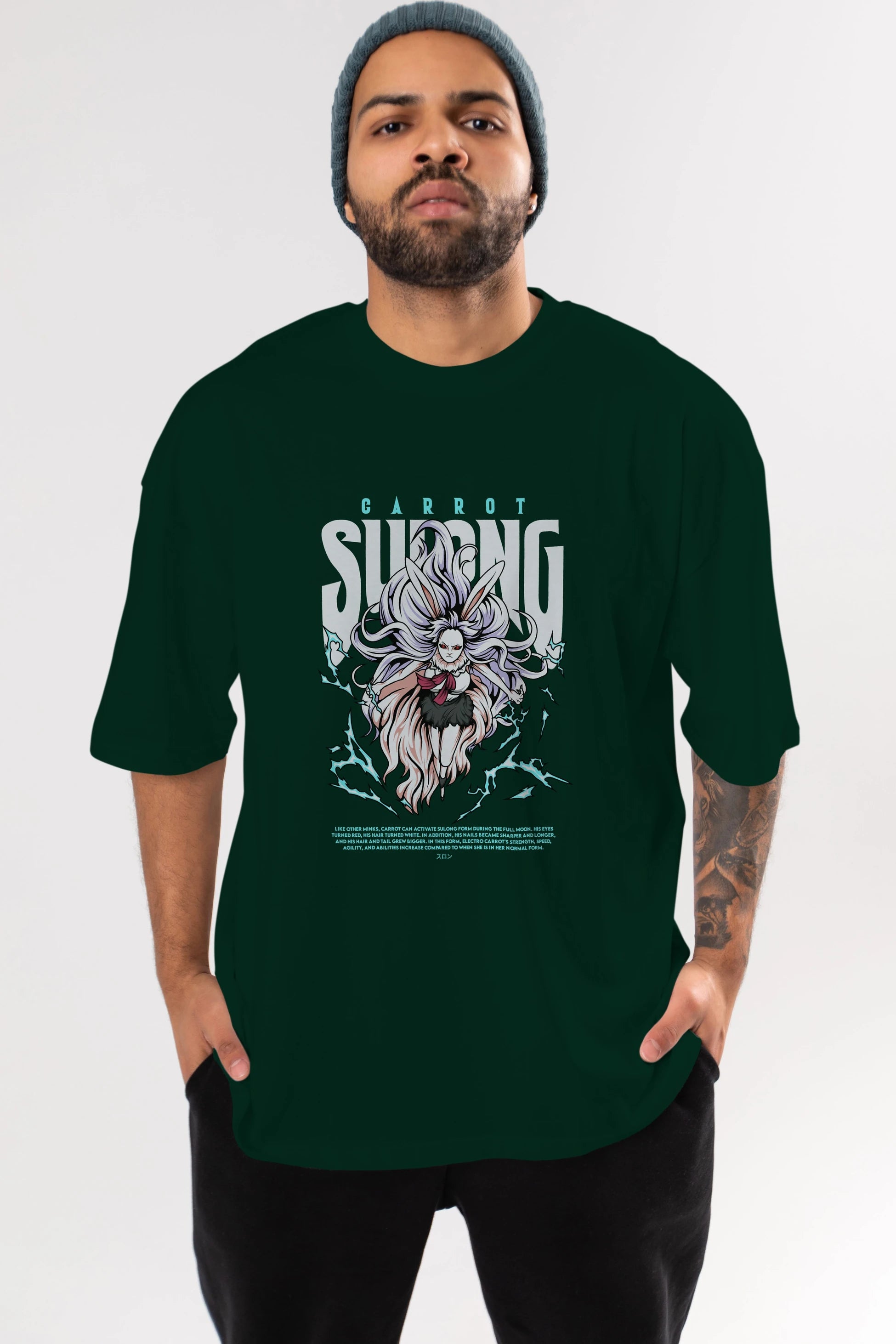 Carrot Sulong Anime Ön Baskılı Oversize t-shirt %100 pamuk Erkek Kadın Unisex