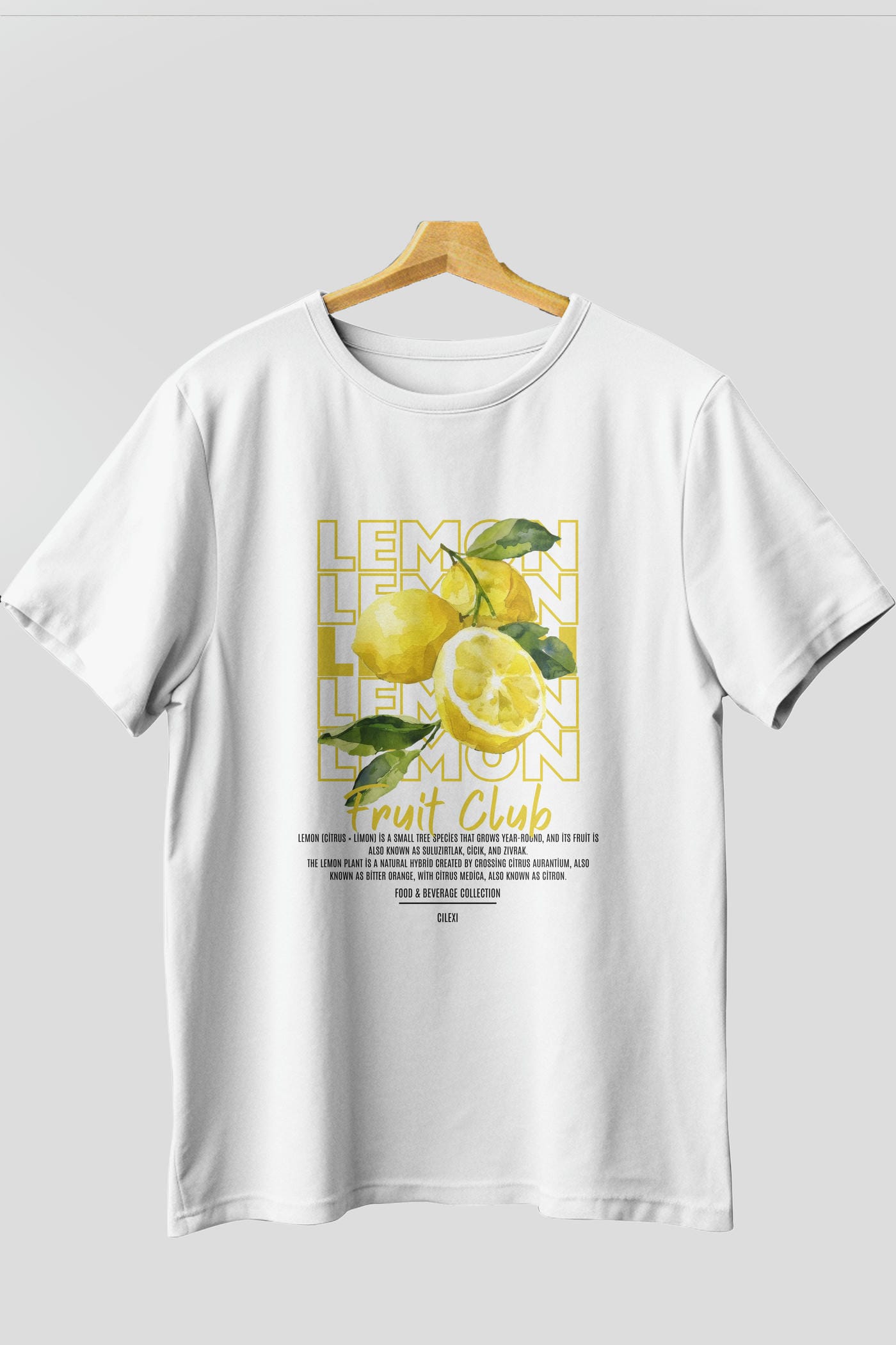 Lemon Ön Baskılı Oversize t-shirt Erkek Kadın Pamuk Bisiklet Yaka tişort