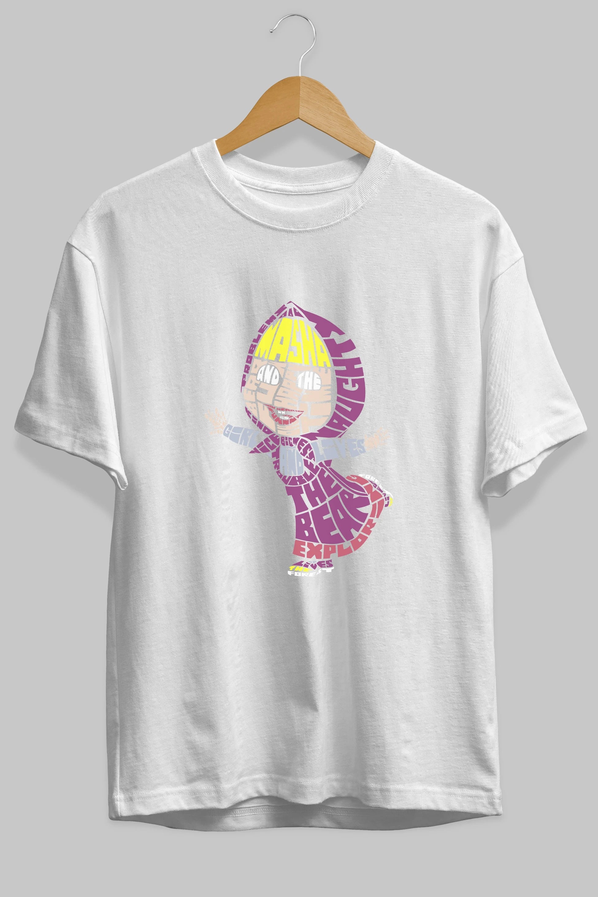 Masha And The Bear Ön Baskılı Oversize t-shirt %100 pamuk Erkek Kadın Unisex