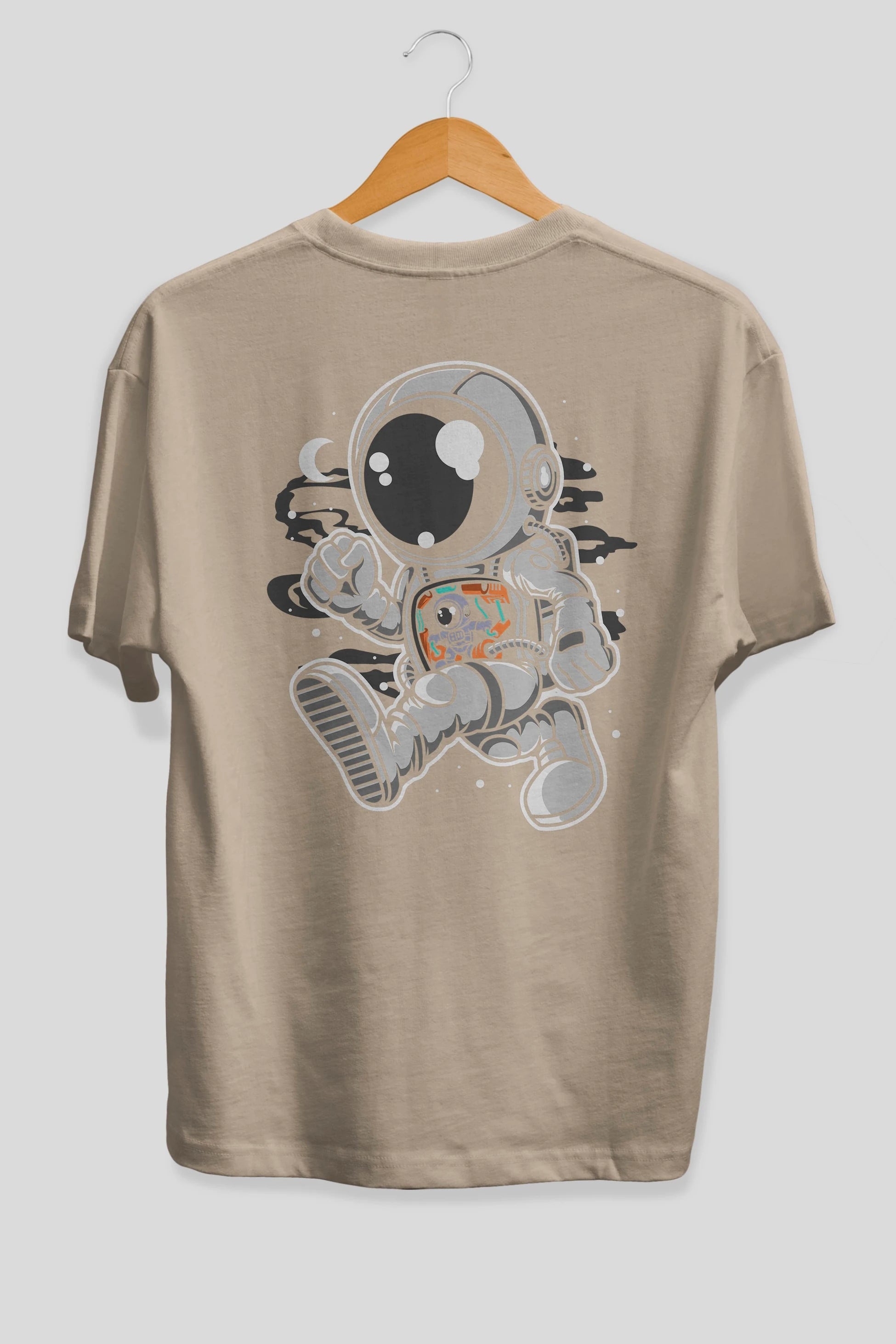 Astronaut Robotic Machine Arka Baskılı Oversize t-shirt Erkek Kadın Unisex