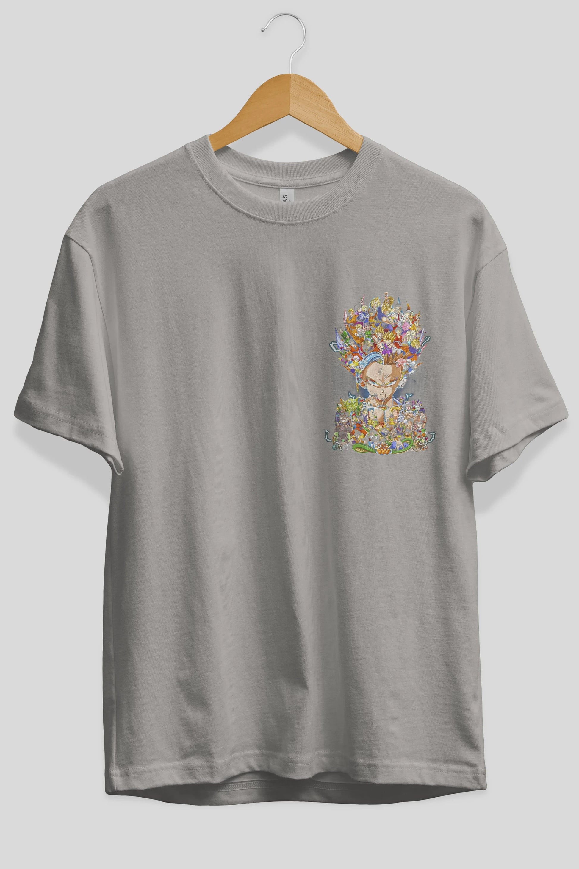 DRAGON BALL ART (2) Ön Sol Baskılı Oversize t-shirt Erkek Kadın Unisex %100 Pamuk Bisiklet Yaka tişort