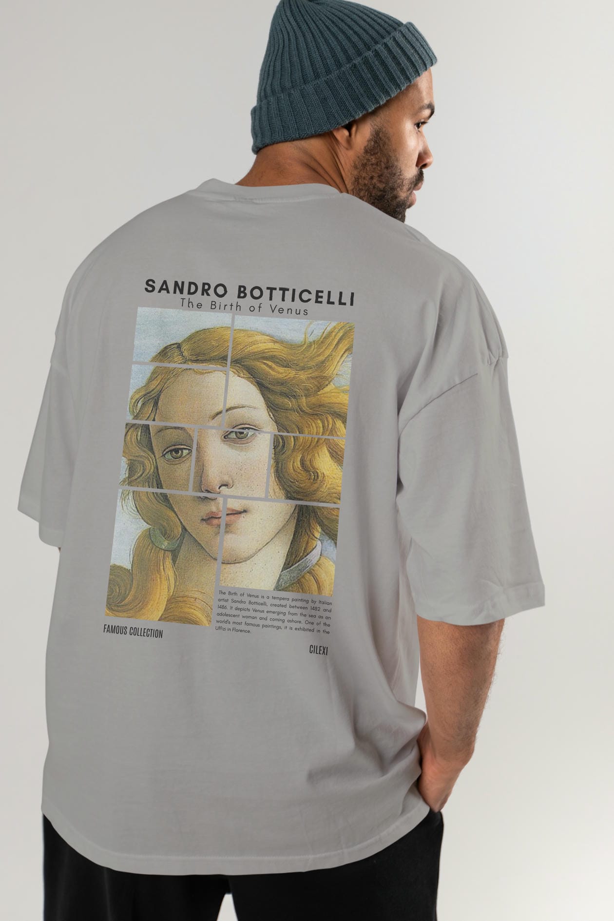 Sandro Botticelli Arka Baskılı Oversize t-shirt Erkek Kadın Bisiklet Yaka Pamuk tişort