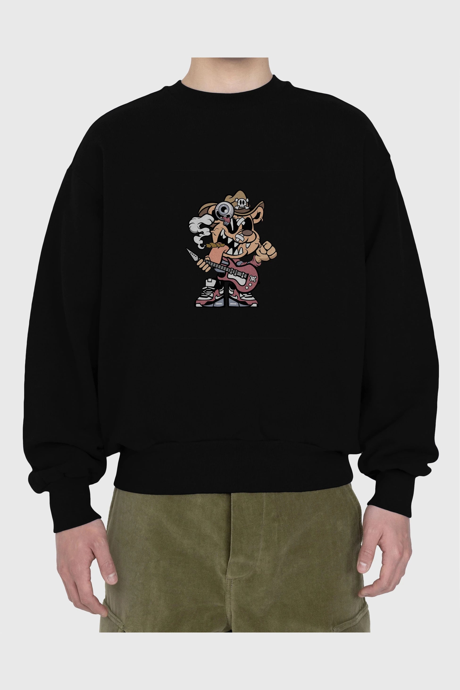 Freddy Bear Ön Baskılı Oversize Sweatshirt Erkek Kadın Unisex
