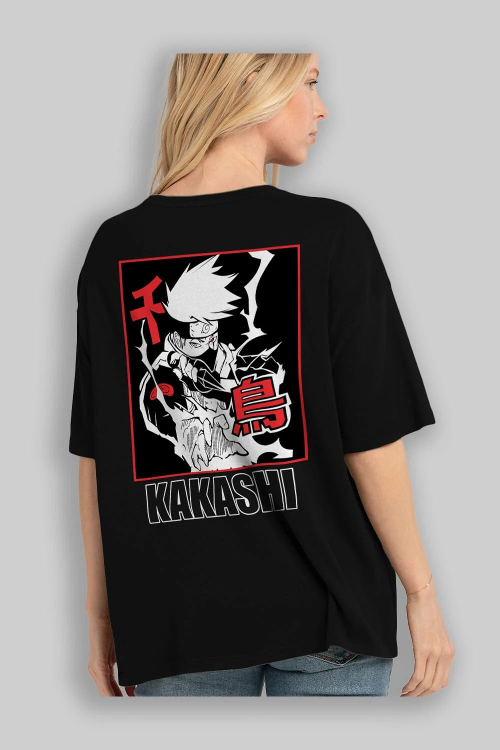 KAKASHI HATAKE NARUTO Anime Arka Baskılı Oversize t-shirt Erkek Kadın Unisex
