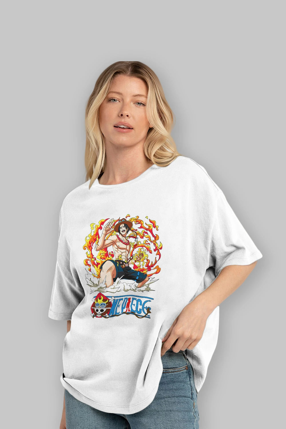 One Piece Anime Ön Baskılı Oversize t-shirt Erkek Kadın Unisex