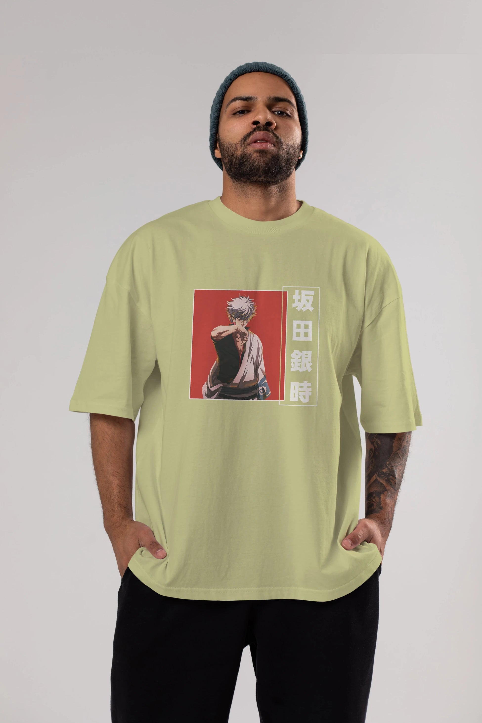 Gintoki Sakata GINTAMA 1 Anime Ön Baskılı Oversize t-shirt %100 pamuk Erkek Kadın Unisex
