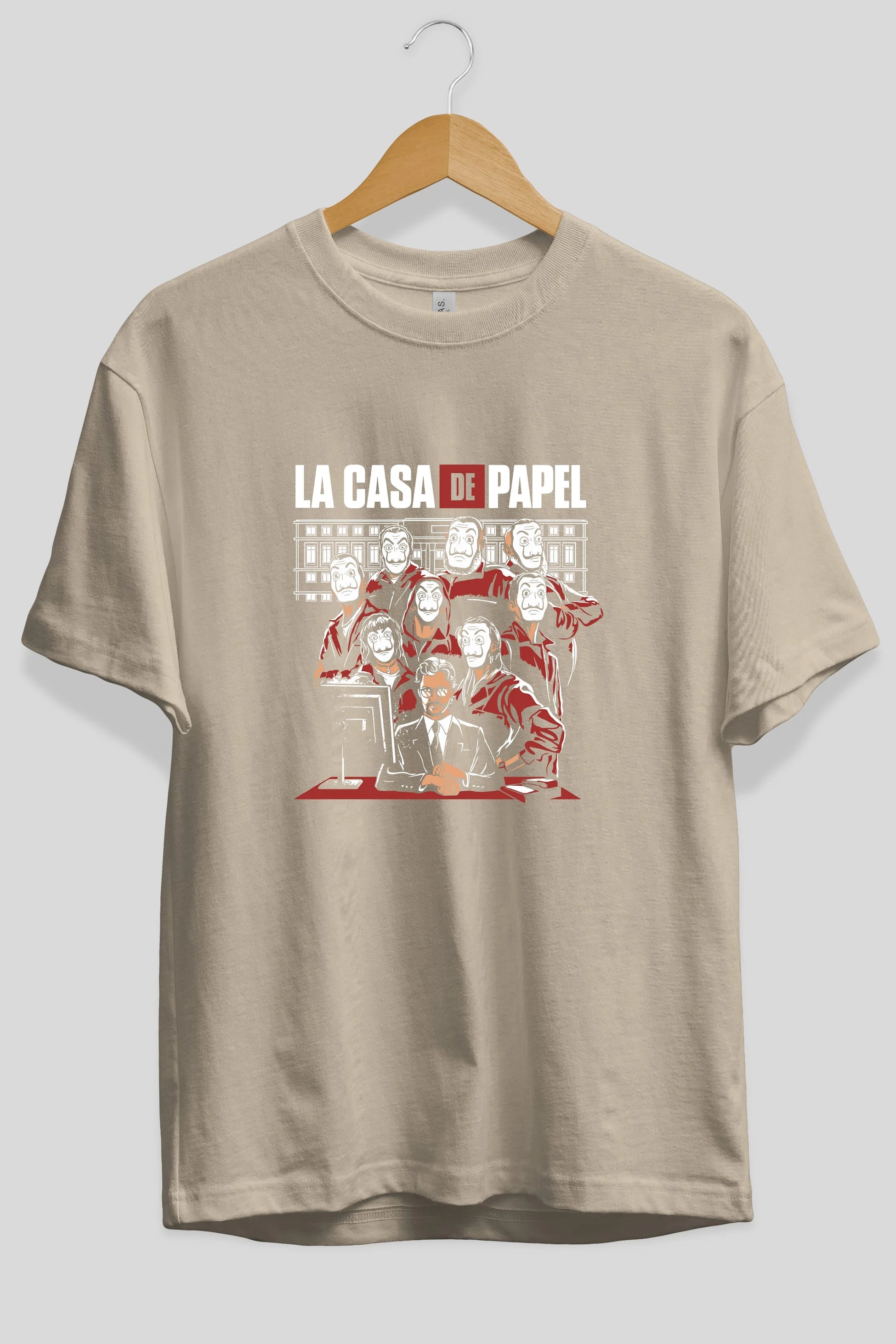 La Casa De Papel (5) Ön Baskılı Oversize t-shirt Erkek Kadın Unisex %100 Pamuk Bisiklet Yaka tişort