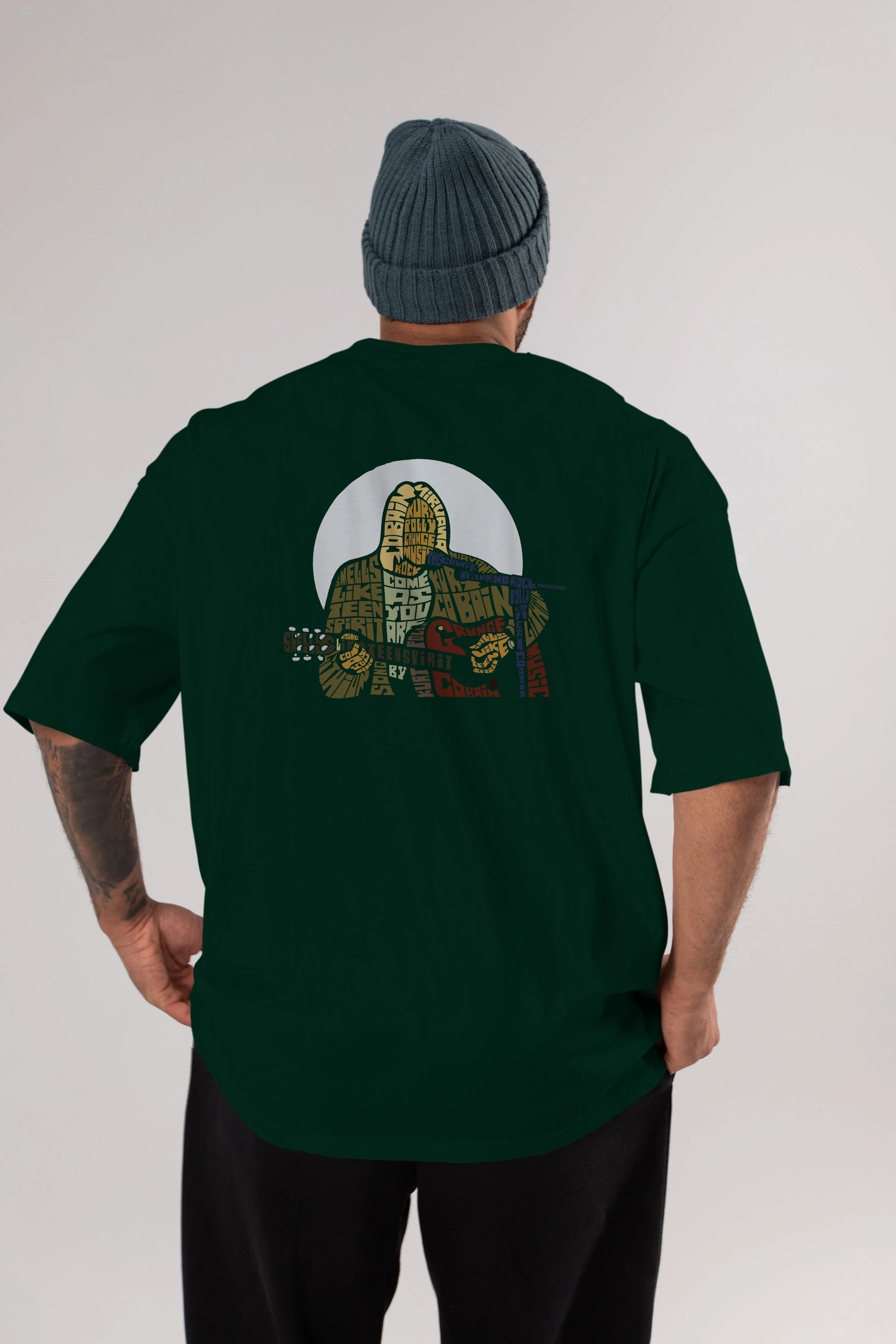 Kurt Cobain Arka Baskılı Oversize t-shirt %100 pamuk Erkek Kadın Unisex