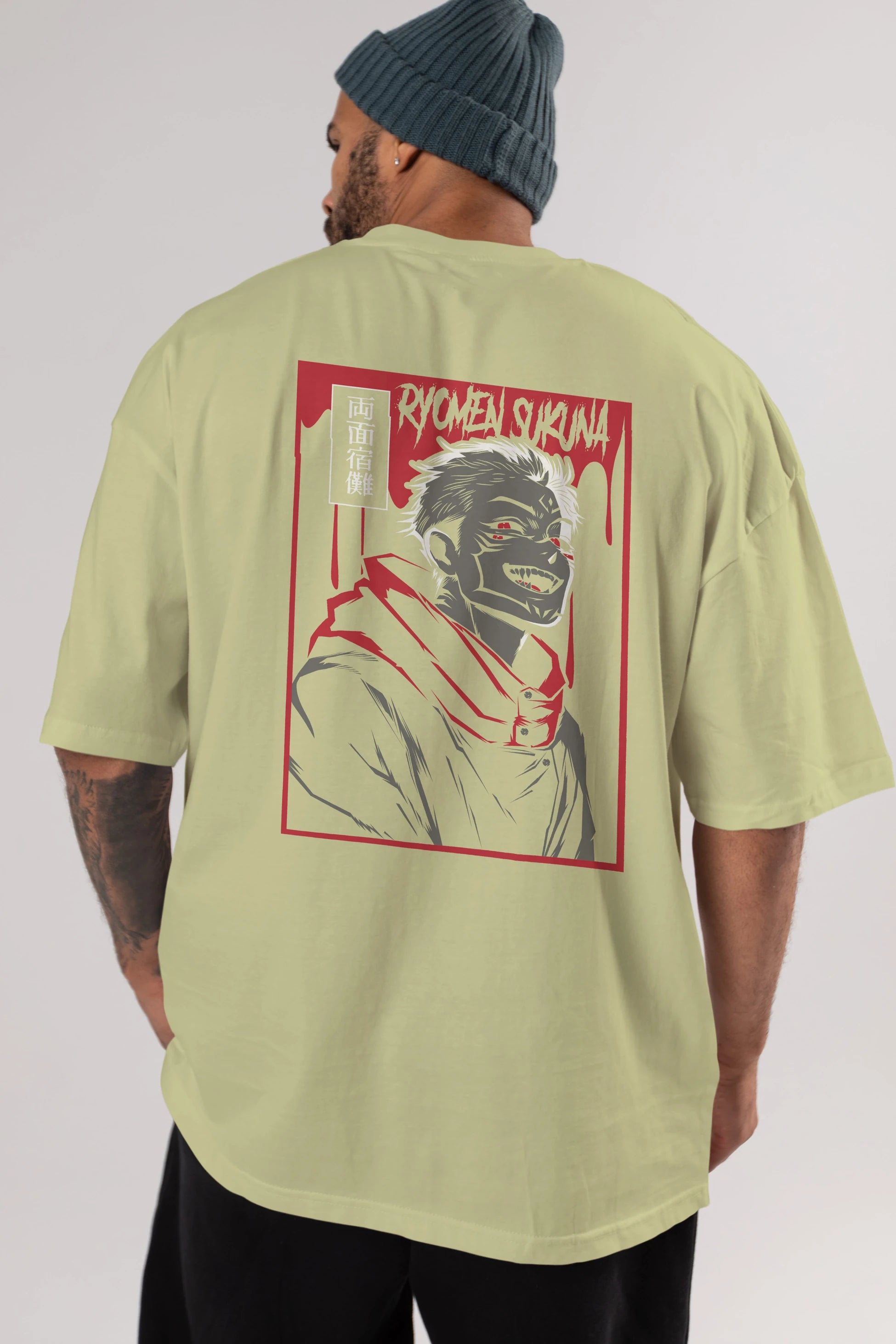 SUKUNA Anime Arka Baskılı Oversize t-shirt Erkek Kadın Unisex
