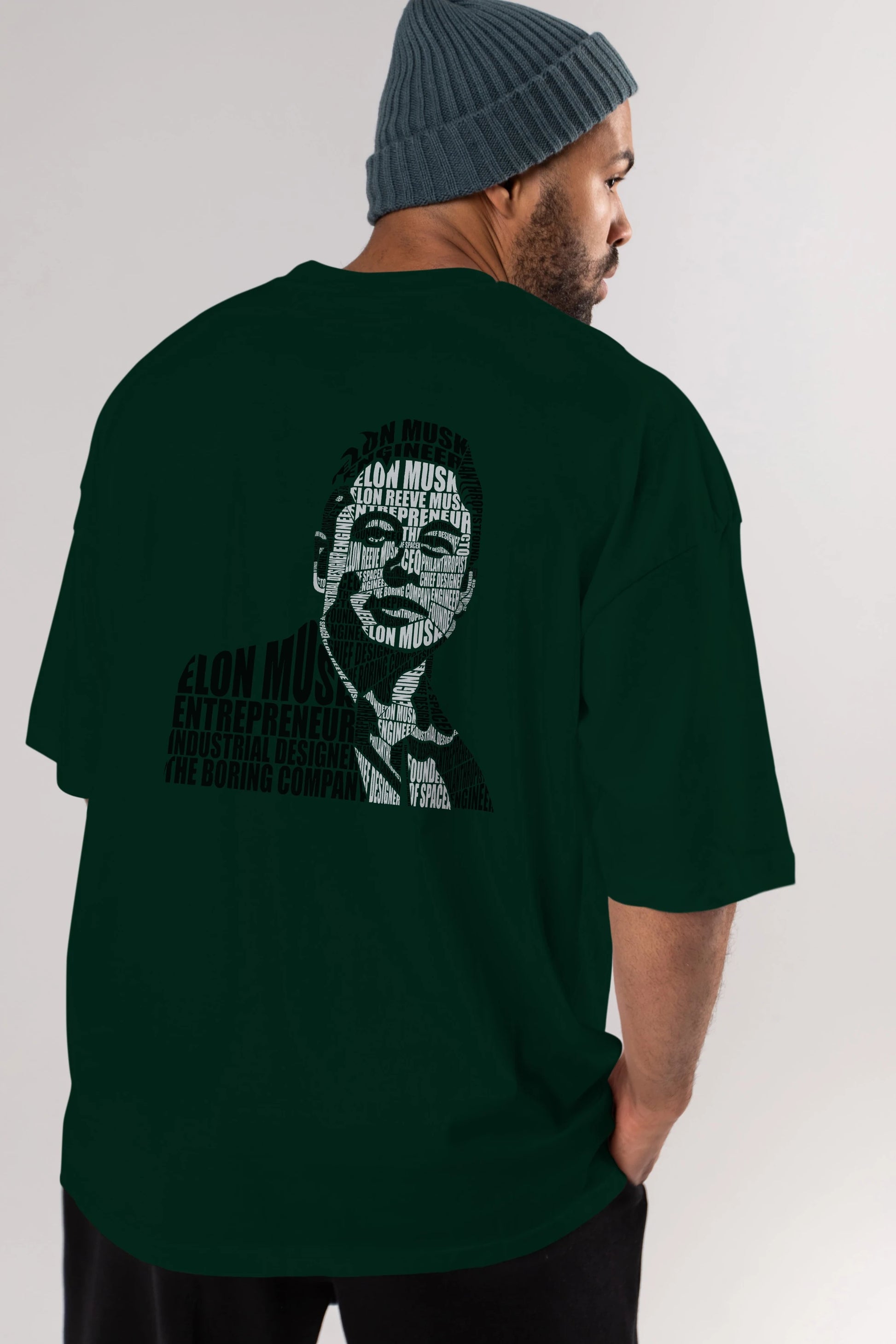 Elon Musk Calligram Arka Baskılı Oversize t-shirt %100 pamuk Erkek Kadın Unisex
