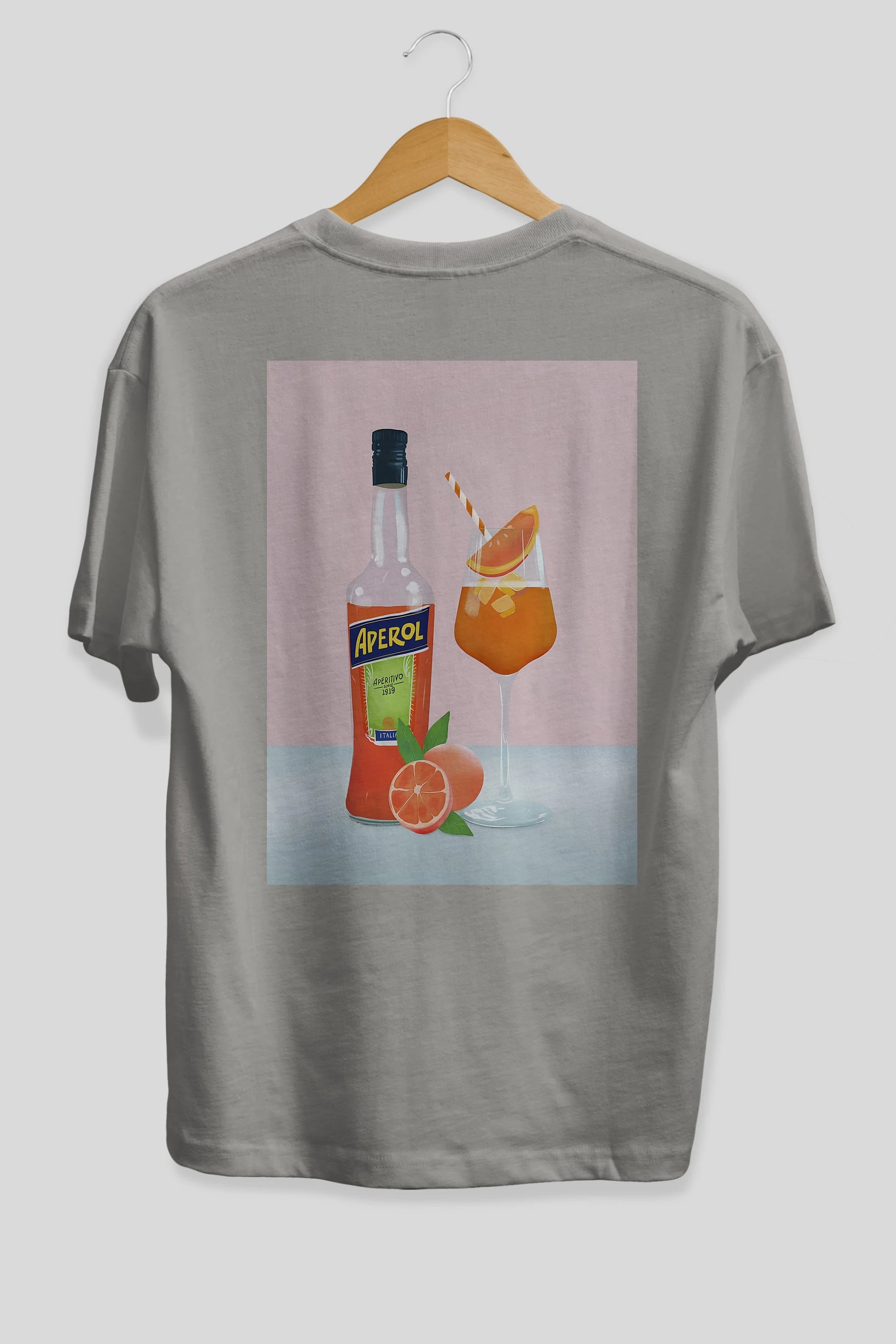 Aperol Spritz 3 Arka Baskılı Oversize t-shirt Erkek Kadın Unisex %100 Pamuk Bisiklet Yaka tişort