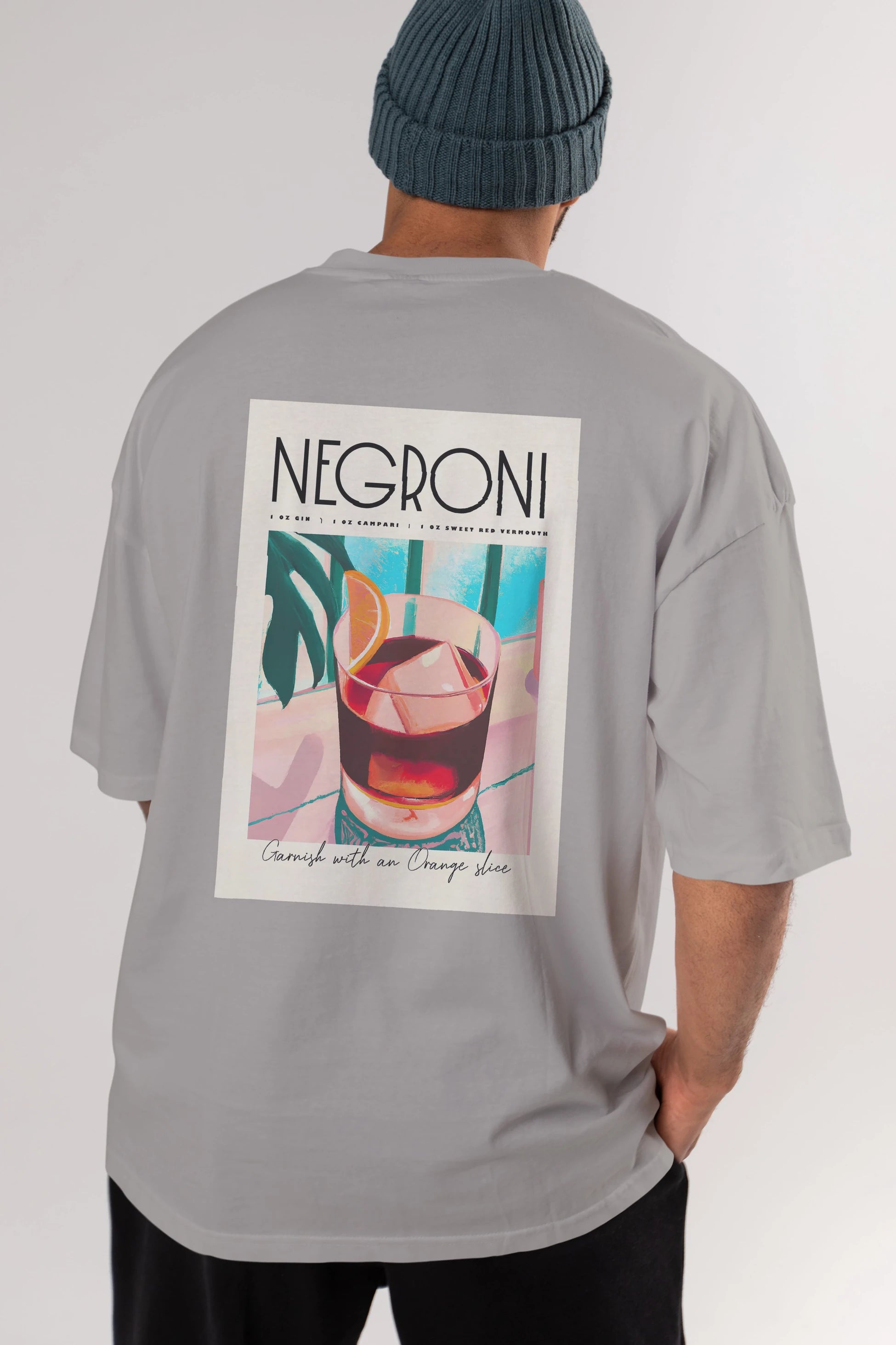 Negroni 4 Arka Baskılı Oversize t-shirt Erkek Kadın Unisex %100 Pamuk Bisiklet Yaka tişort