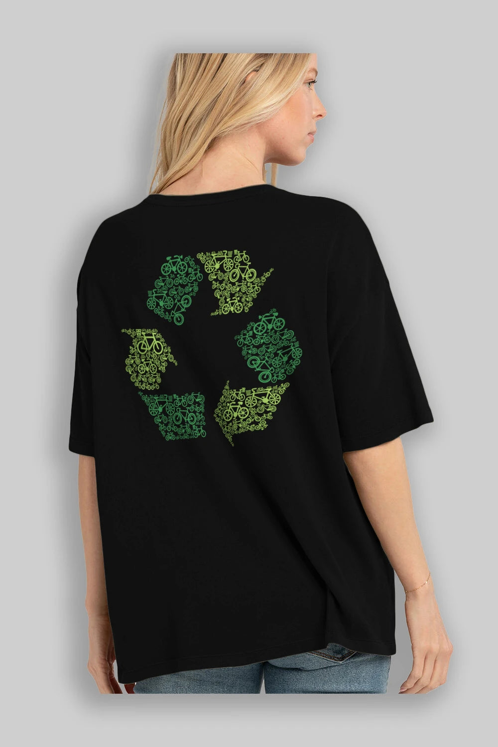 Recycling Arka Baskılı Oversize t-shirt %100 pamuk Erkek Kadın Unisex